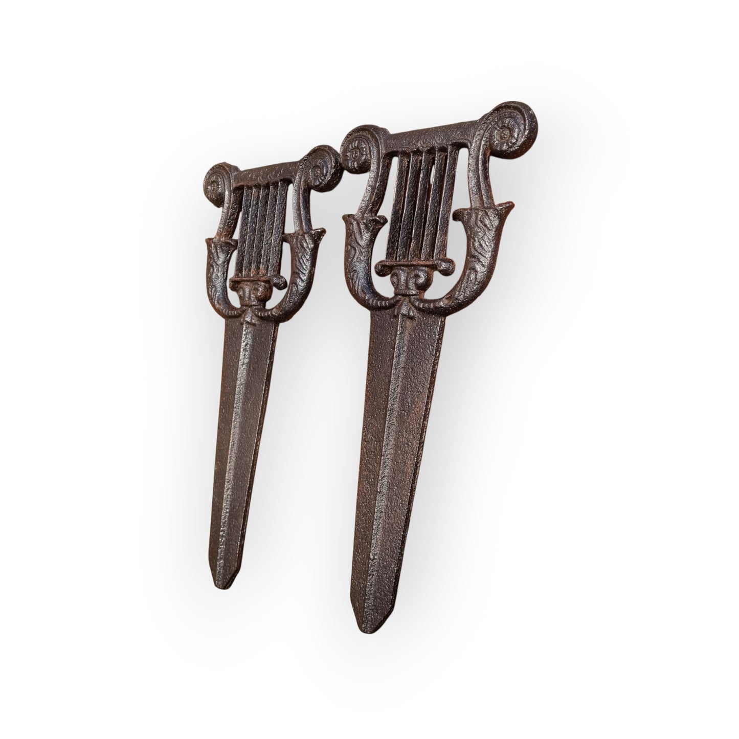 Pair Of Early 19th-Century English Antique Cast Iron Lyre-Shaped Boot Scrapers, circa 1820-1830