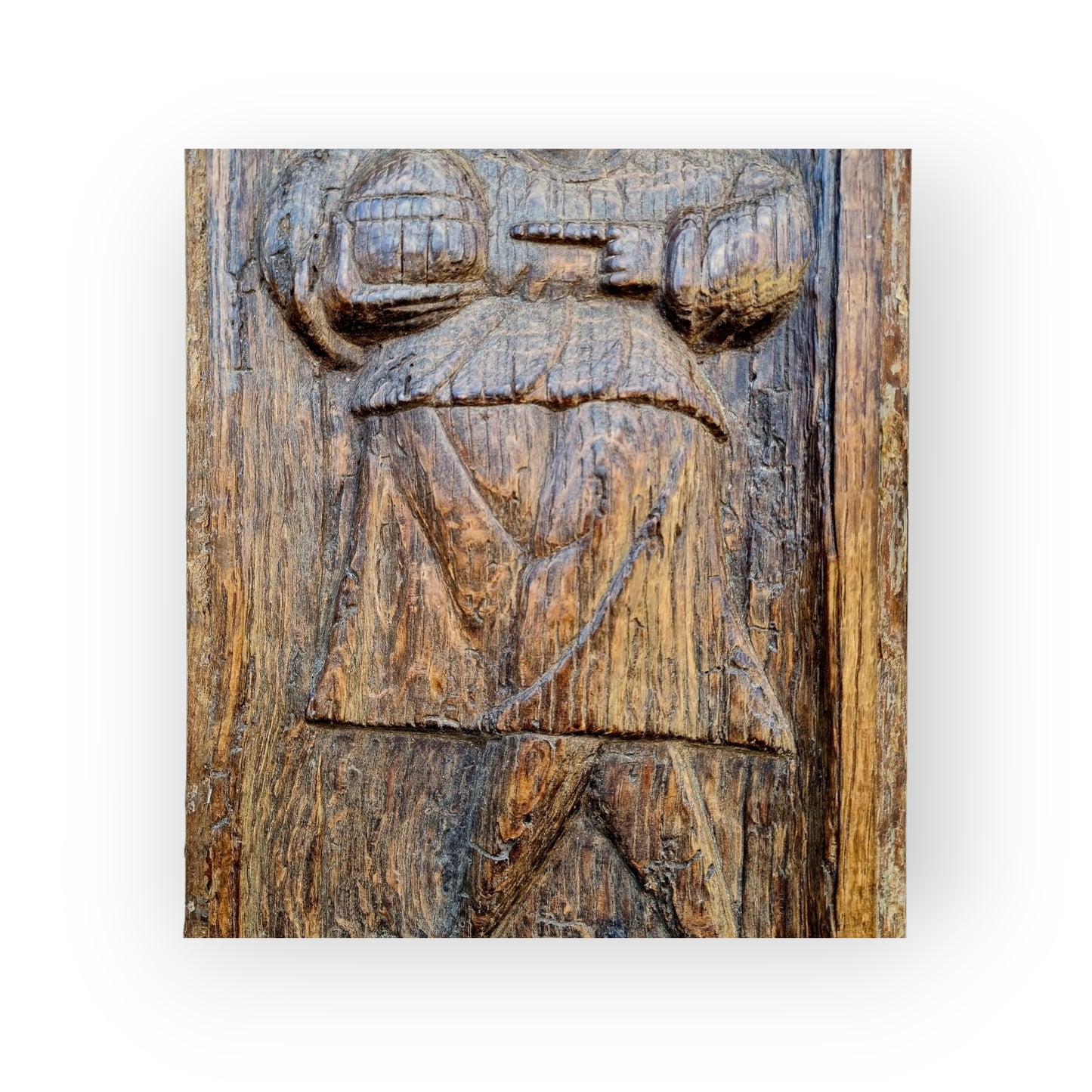 Early 16th-Century Antique Carved Oak Panel Depicting "Salvator Mundi"