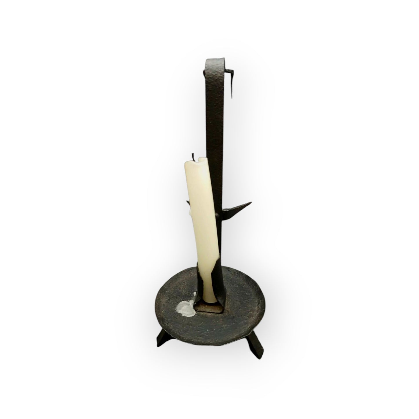 Late 18th Century Welsh Antique Iron Hanging Loom Light / Candlestick of Rare Form