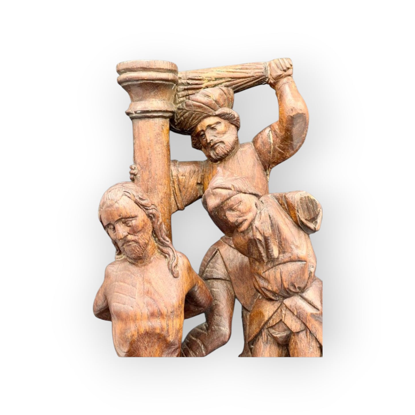 Late 15th-Century Antique Carved Oak Sculpture Depicting The Flagellation Of Christ