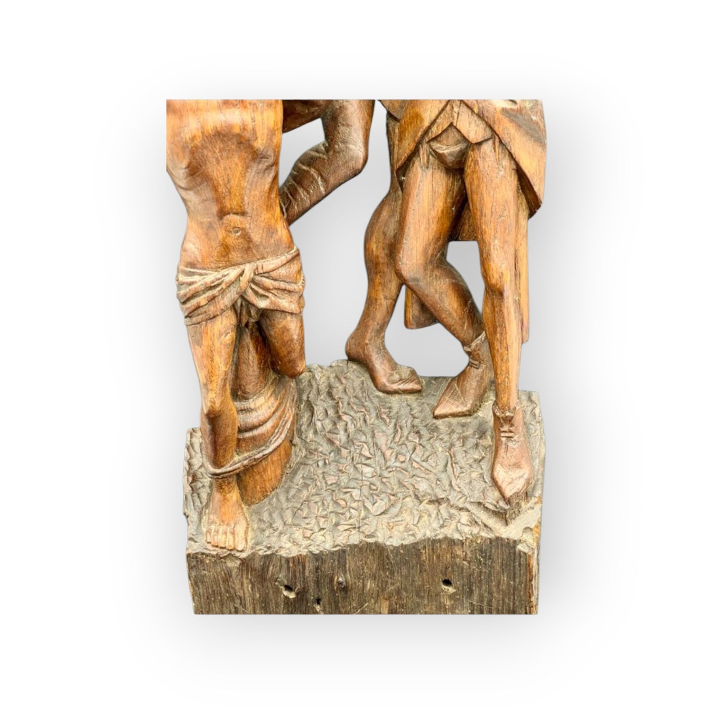 Late 15th-Century Antique Carved Oak Sculpture Depicting The Flagellation Of Christ