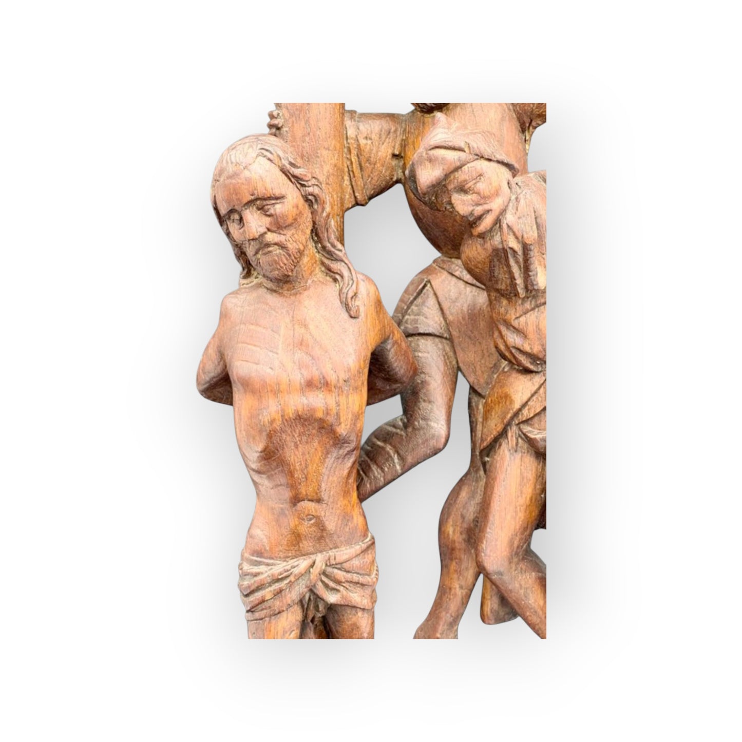 Late 15th-Century Antique Carved Oak Sculpture Depicting The Flagellation Of Christ