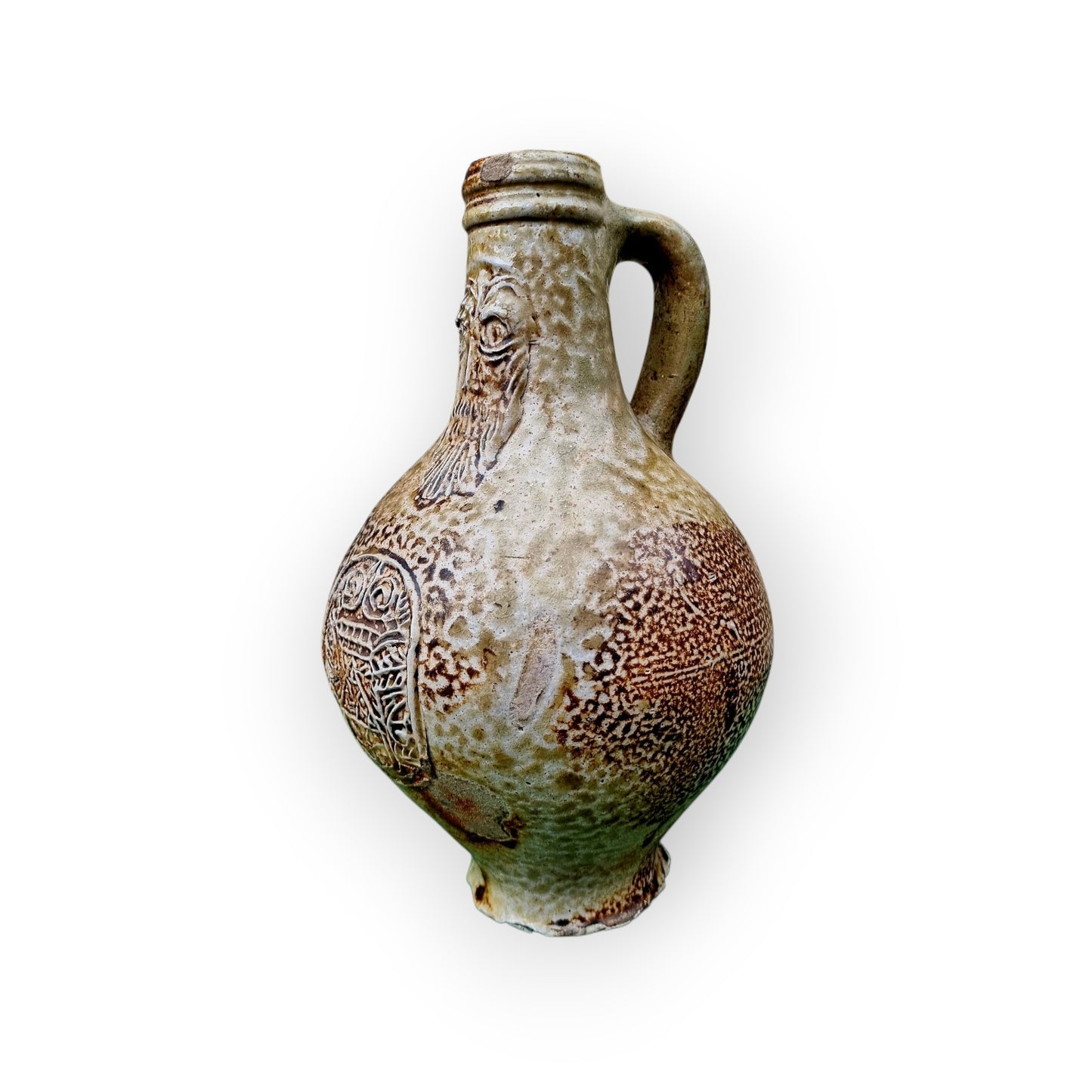 17th-Century German Antique Stoneware Bellarmine Jug or Bartmannkrug, circa 1620-1675, Ex-Bellarmine Museum, Norfolk