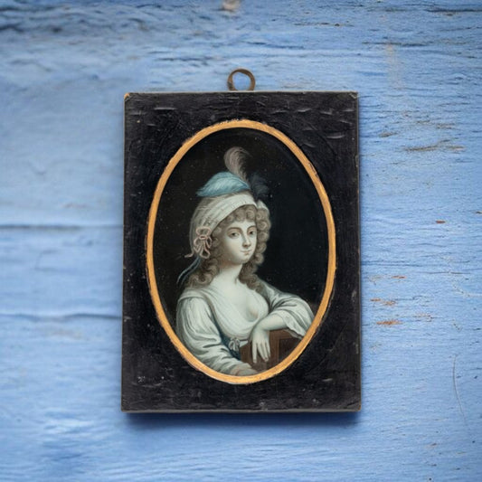 18th-Century Continental Antique Portrait Miniature Of A Lady
