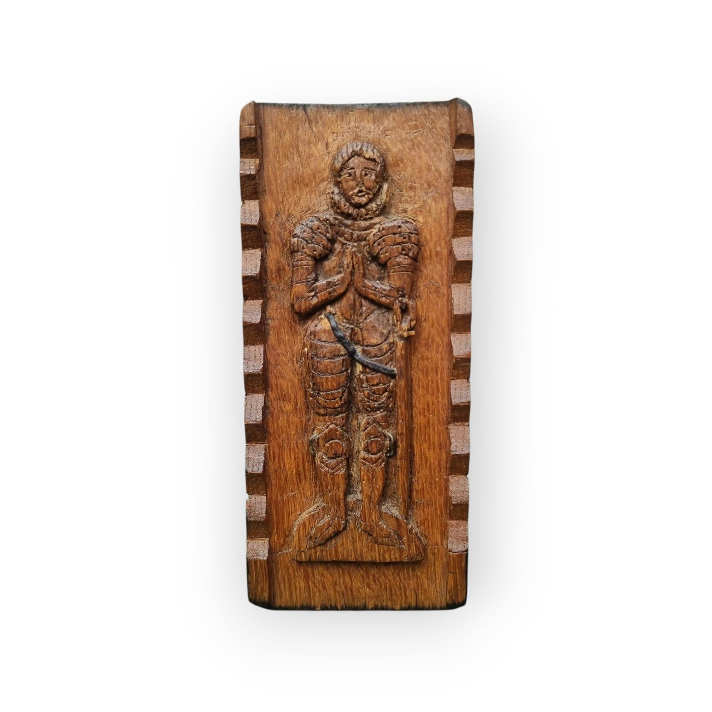 16th-Century Style, Early 19th-Century Made, English Antique Carved Oak Panel - A Copy Of The Brass Tomb Plaque / Funerary Plaque Of Humphrey Brewster (1525-1593)