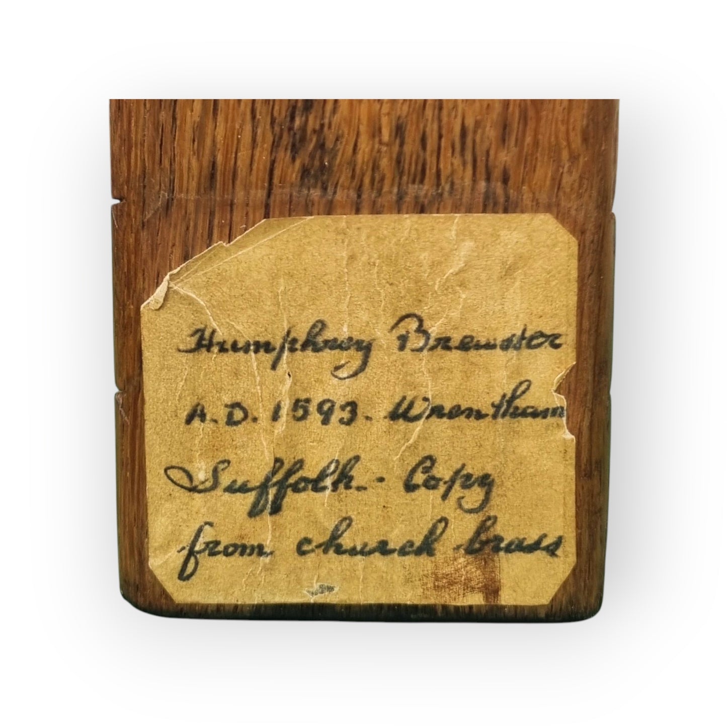 16th-Century Style, Early 19th-Century Made, English Antique Carved Oak Panel - A Copy Of The Brass Tomb Plaque / Funerary Plaque Of Humphrey Brewster (1525-1593)