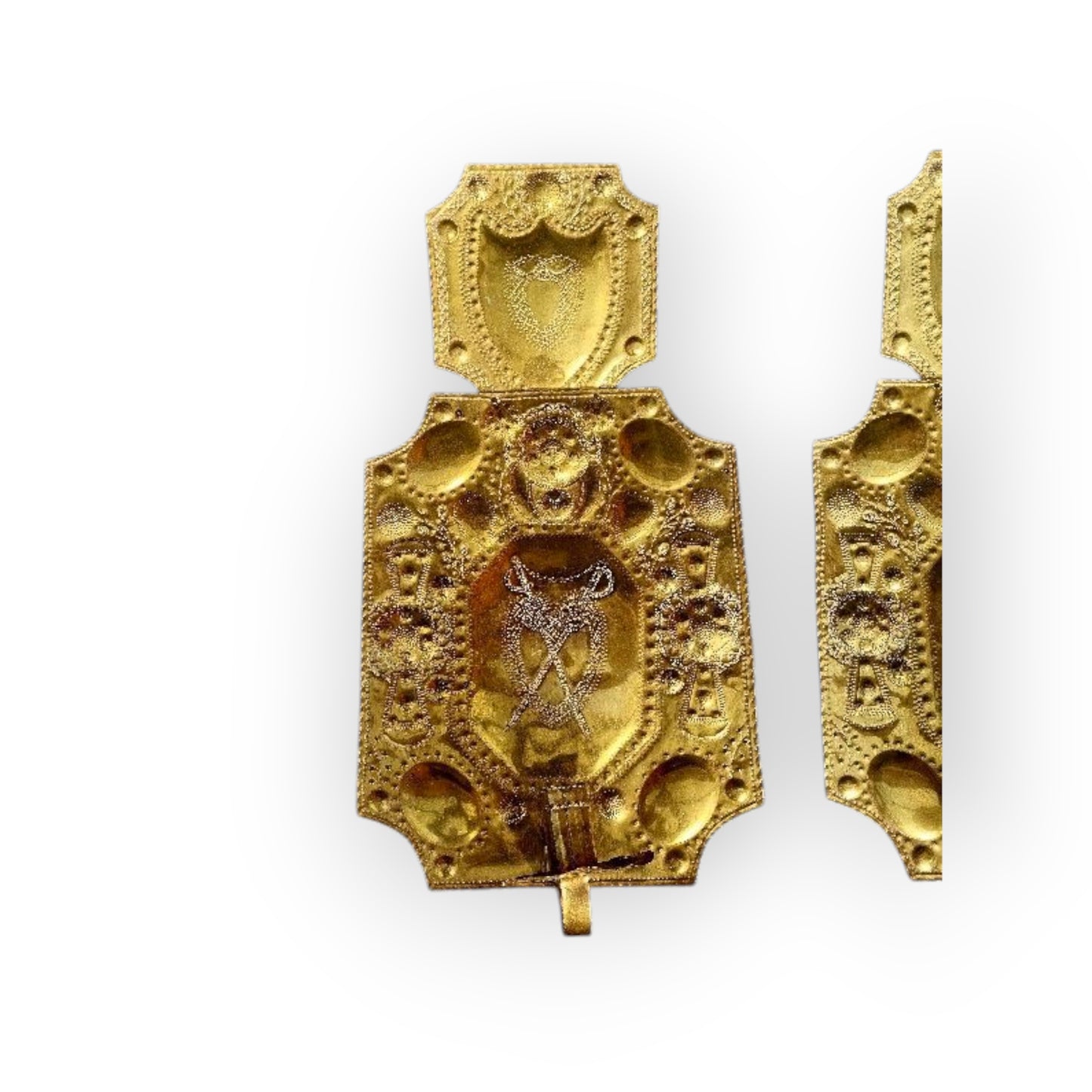 Pair of Large 18th Century Antique Repoussé-Worked Brass Wall Reflectors / Wall Sconces, Almost Two Feet Tall!