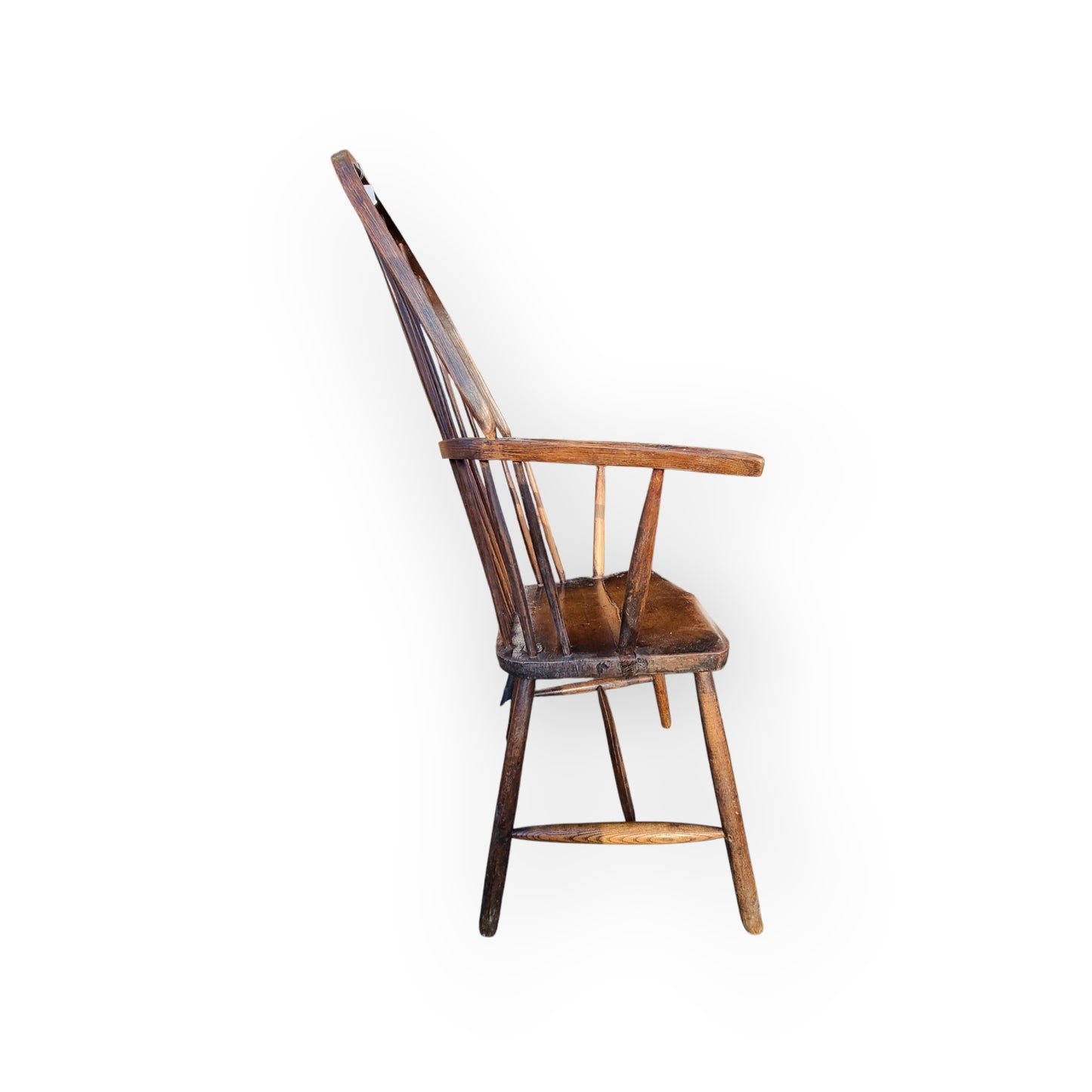 Early 19th-Century English Antique Beech & Elm Windsor Armchair