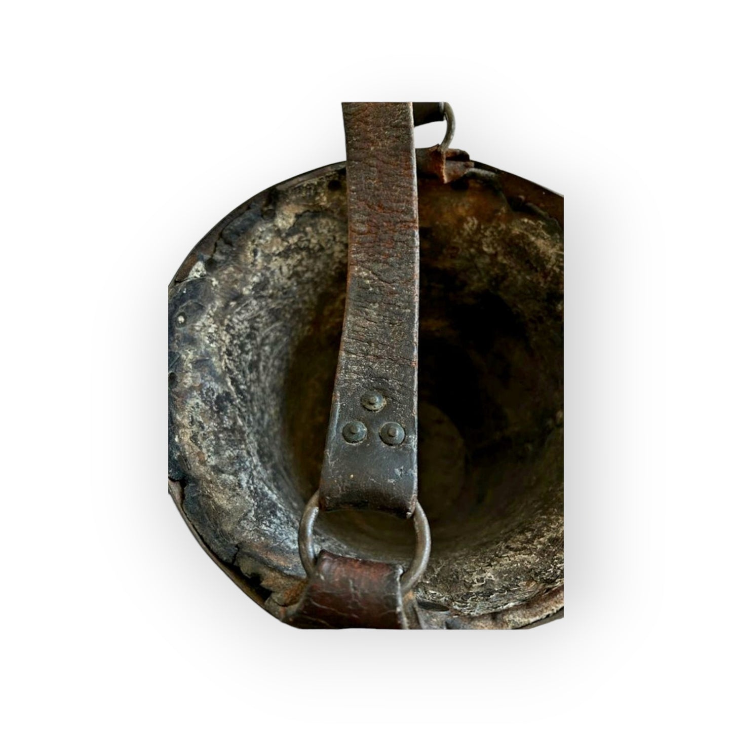 An Early 19th Century George III Period English Antique Leather Fire Bucket Bearing An Unidentified Coat of Arms / Armorial Device & The Inscription "West Wing"