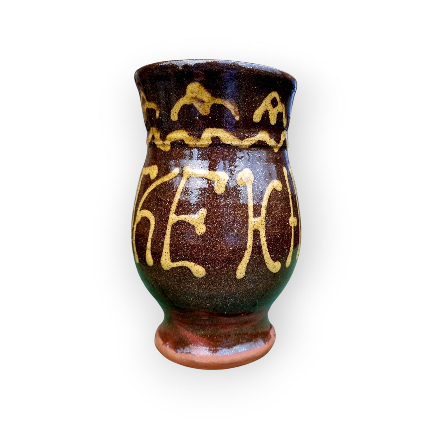 18th-Century Style Antique Slipware-Decorated Earthenware Tankard / Drinking Vessel, Attributed To The Dicker Pottery Of Sussex