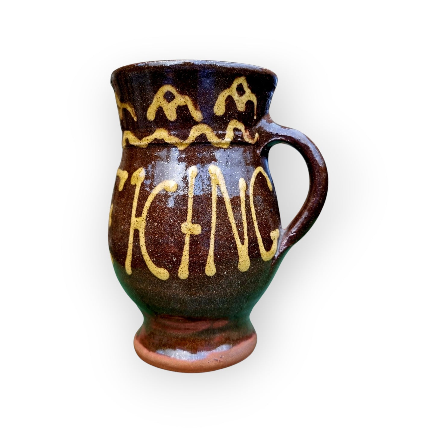 18th-Century Style Antique Slipware-Decorated Earthenware Tankard / Drinking Vessel, Attributed To The Dicker Pottery Of Sussex