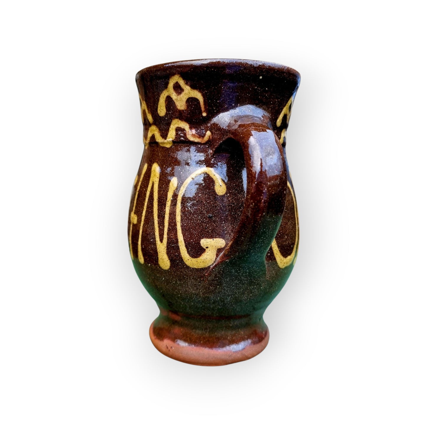 18th-Century Style Antique Slipware-Decorated Earthenware Tankard / Drinking Vessel, Attributed To The Dicker Pottery Of Sussex