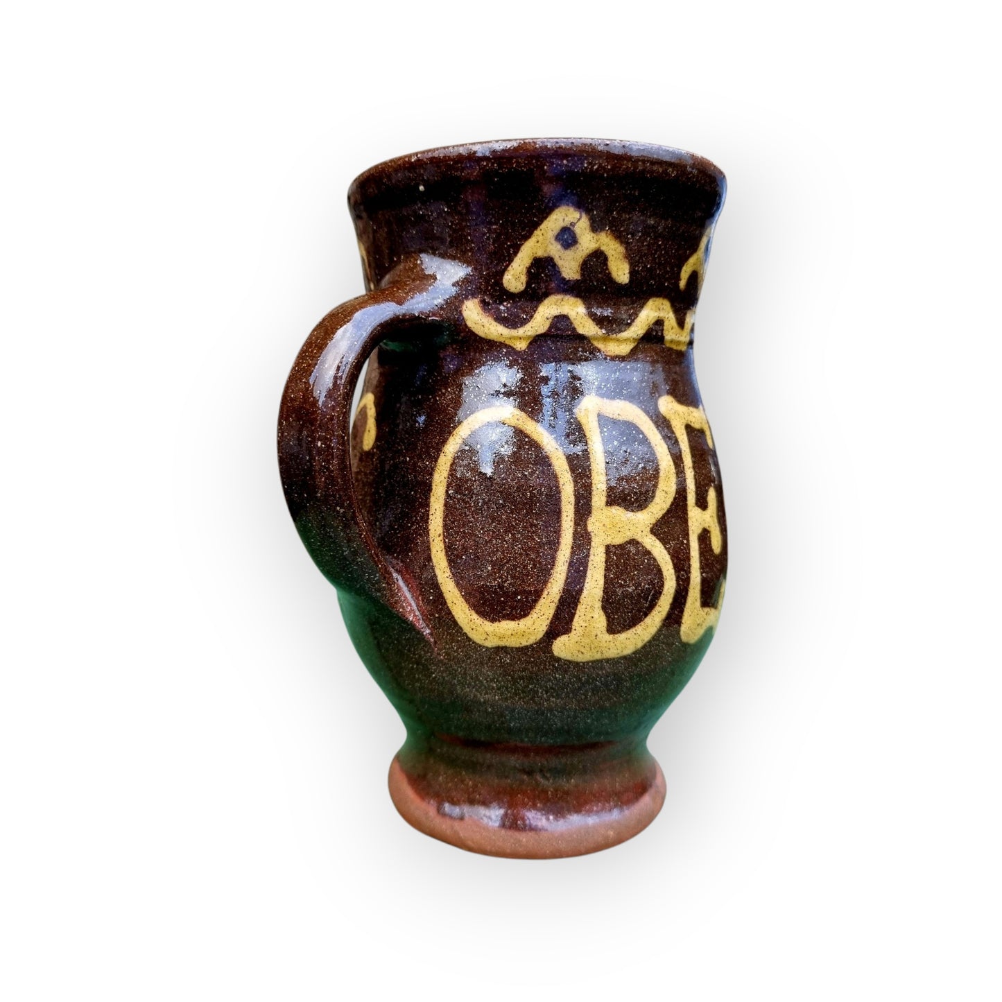 18th-Century Style Antique Slipware-Decorated Earthenware Tankard / Drinking Vessel, Attributed To The Dicker Pottery Of Sussex