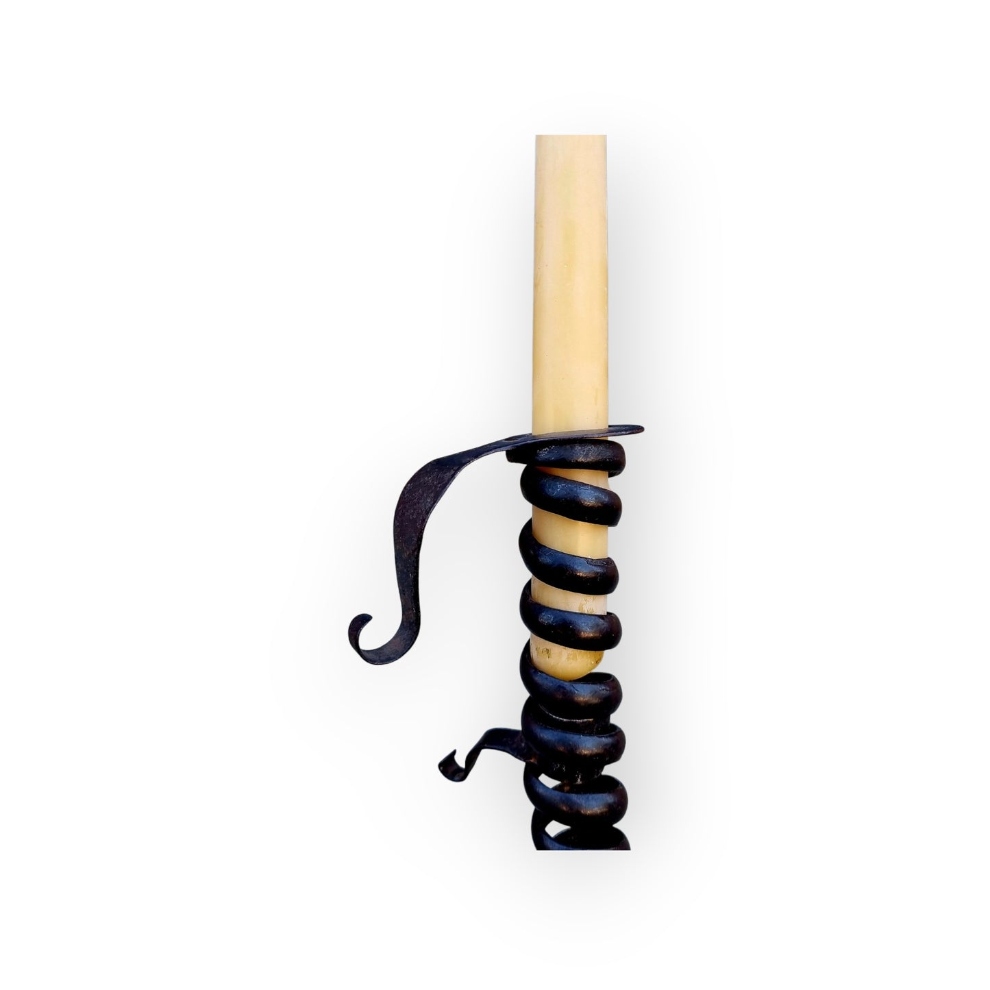 Late 18th Century Primitive Antique Wrought Iron Candleholder / Candlestick or Rat Tail Candleholder
