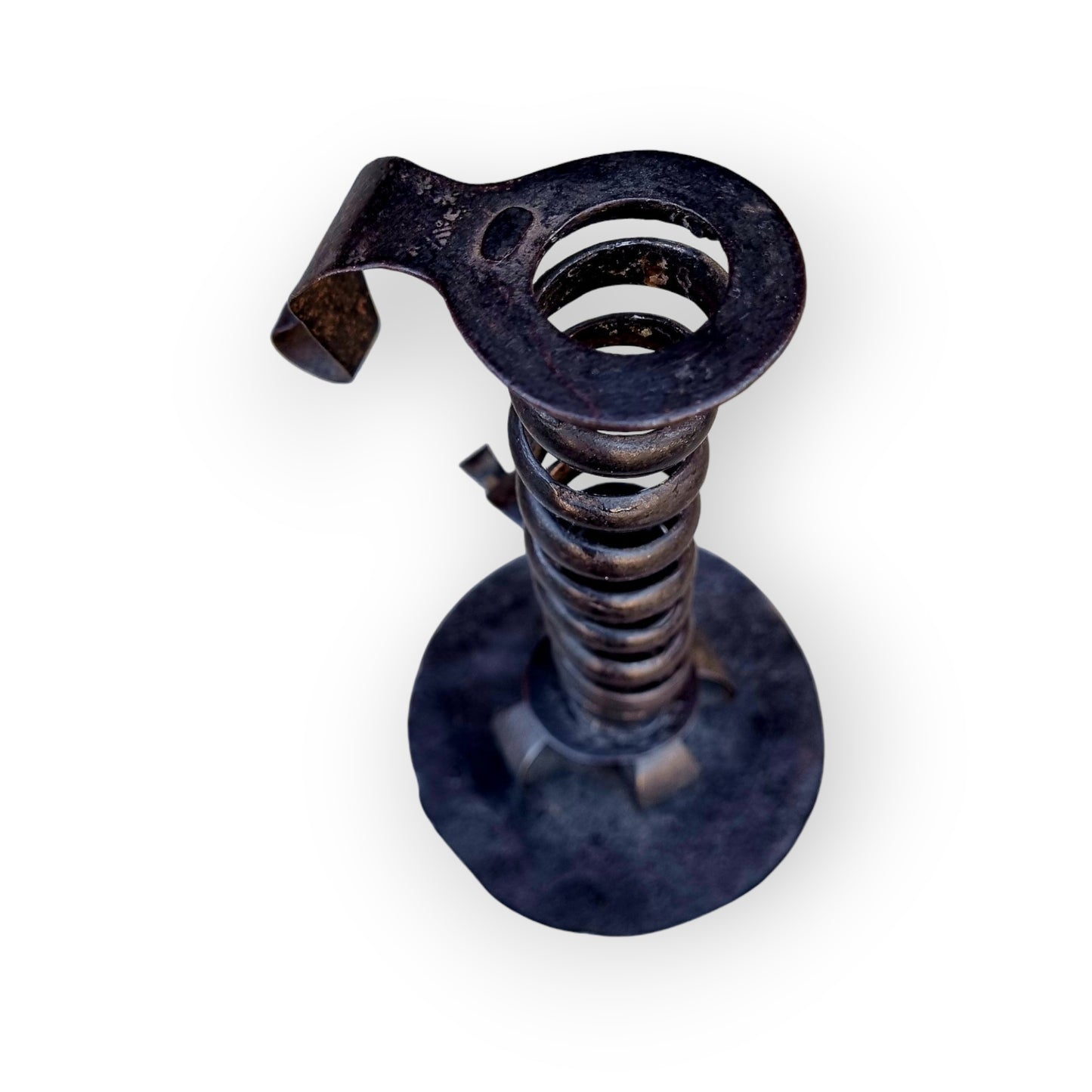 Late 18th Century Primitive Antique Wrought Iron Candleholder / Candlestick or Rat Tail Candleholder
