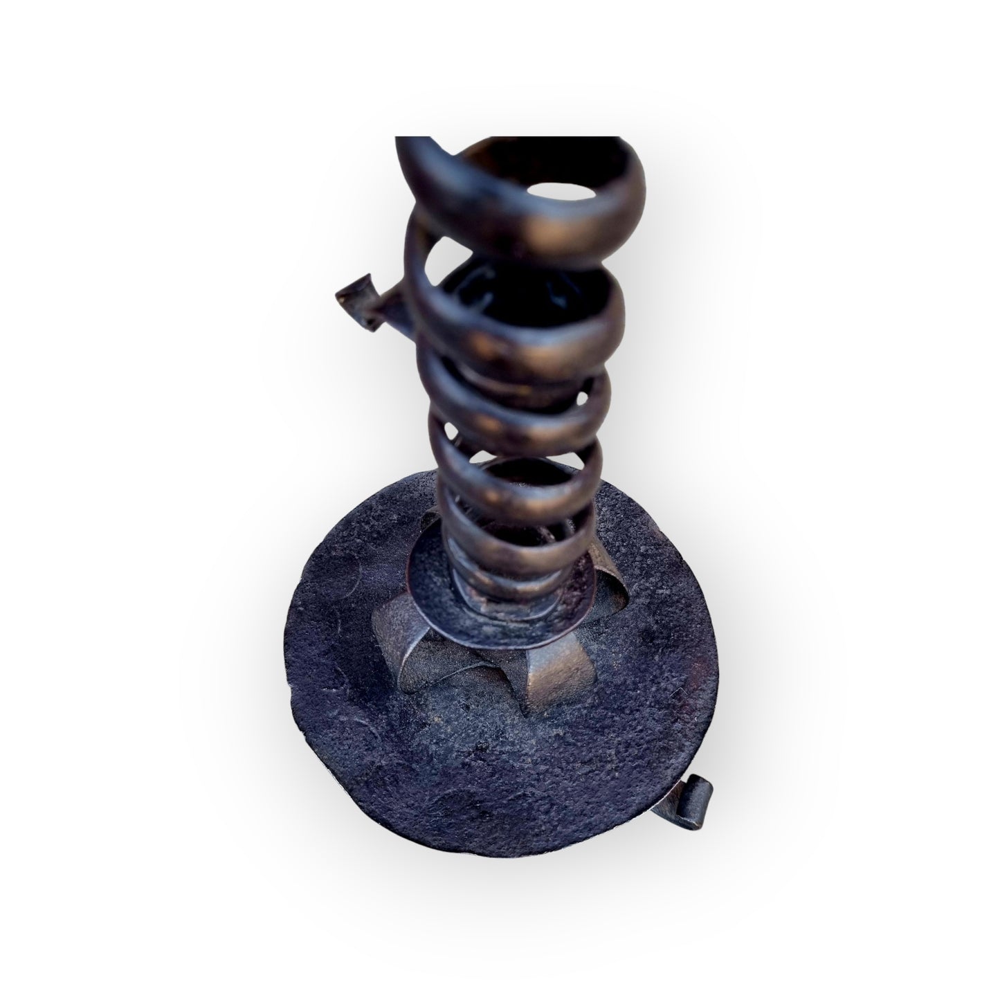 Late 18th Century Primitive Antique Wrought Iron Candleholder / Candlestick or Rat Tail Candleholder