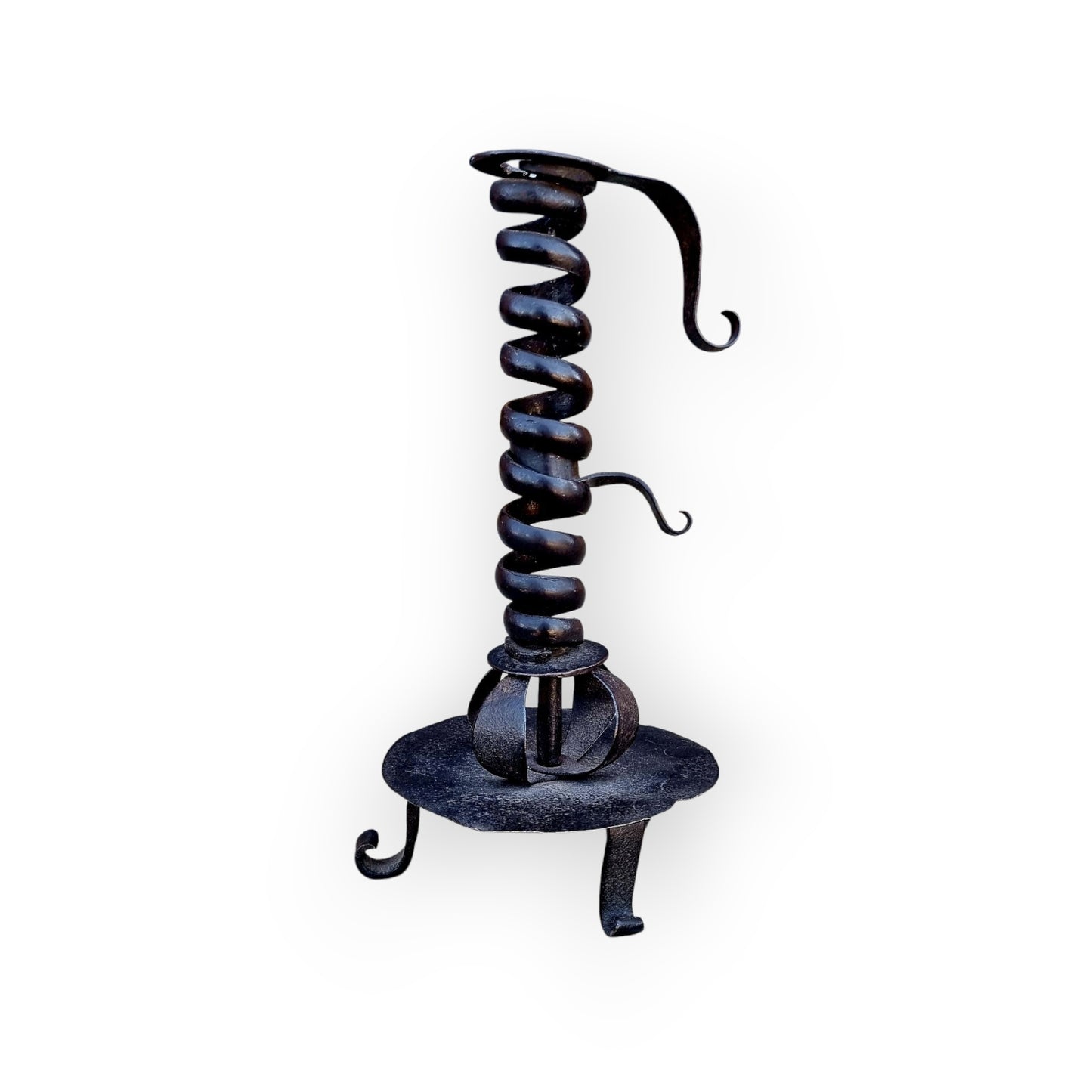 Late 18th Century Primitive Antique Wrought Iron Candleholder / Candlestick or Rat Tail Candleholder