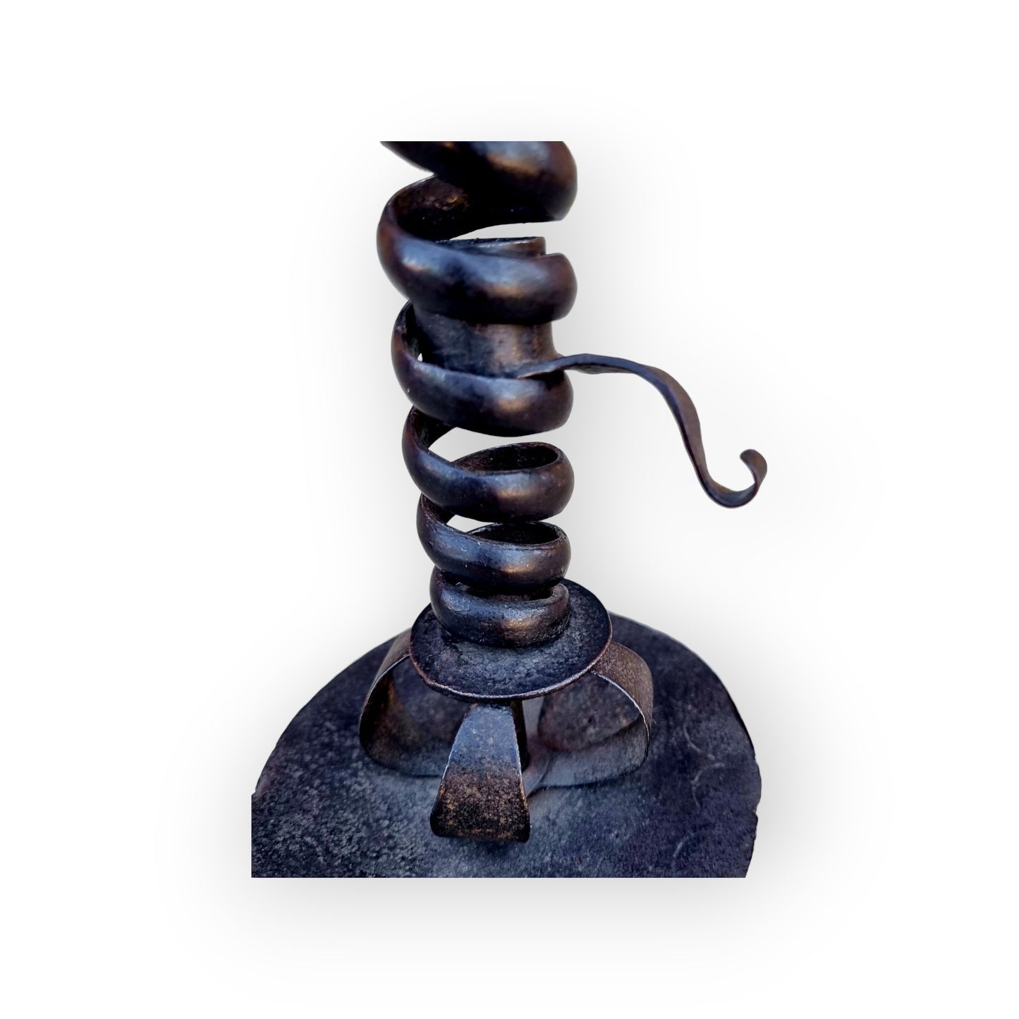 Late 18th Century Primitive Antique Wrought Iron Candleholder / Candlestick or Rat Tail Candleholder