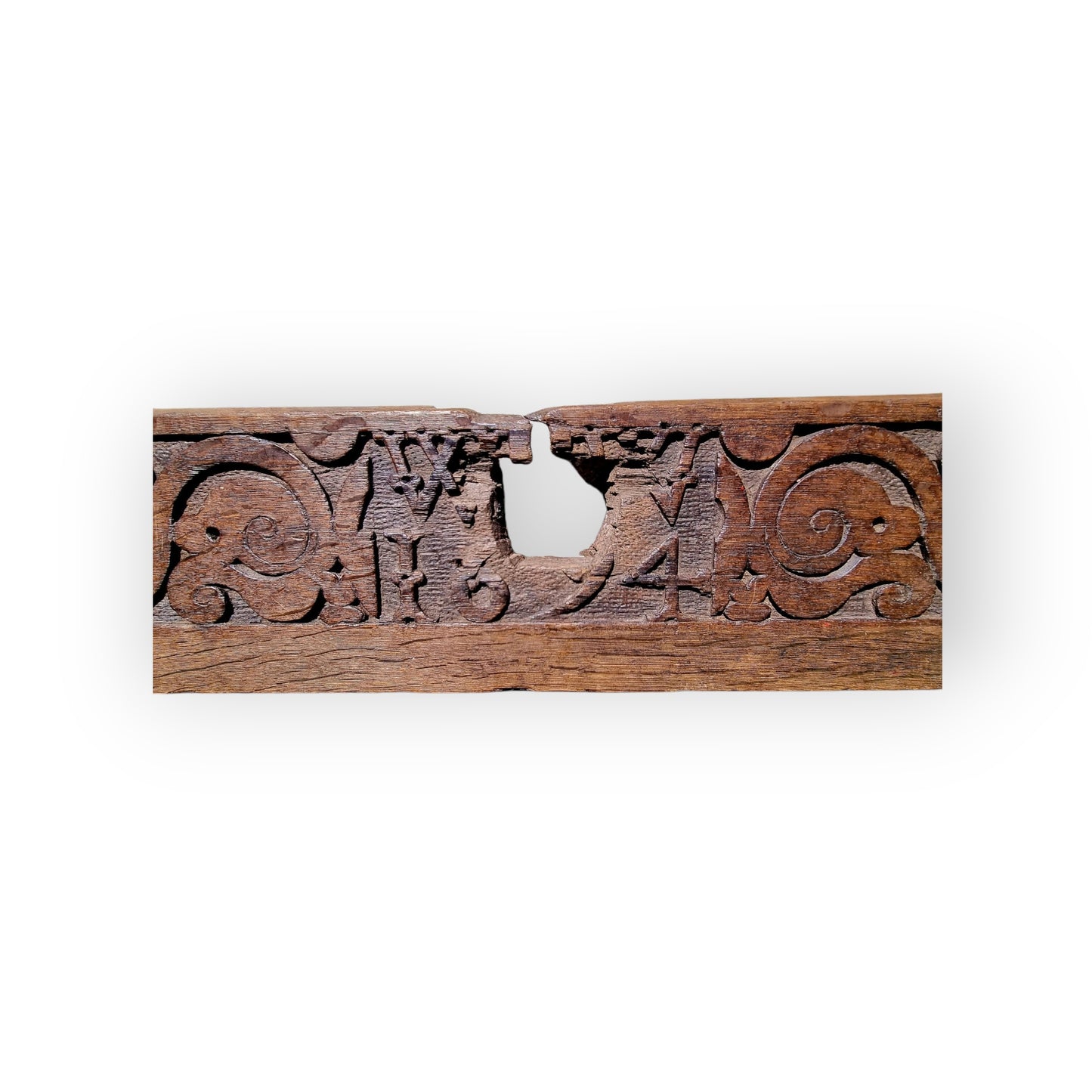 Late 17th Century English Antique Carved Oak Panel, Dated "1694"