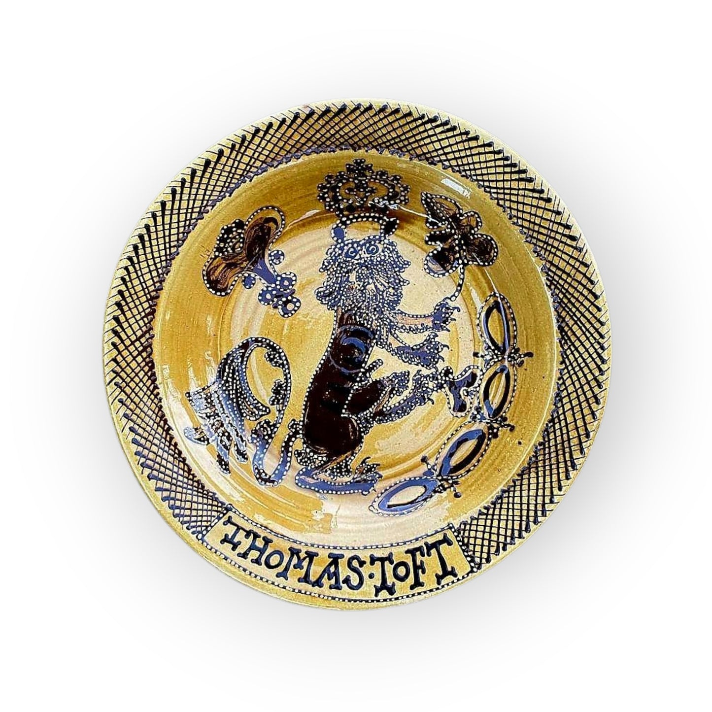 Large English Antique Slipware Decorated Earthenware Dish, Bearing The Name Of Thomas Toft (active before 1663 - Died 1689) & A Lion Bearer With A Crown - 1 of 2