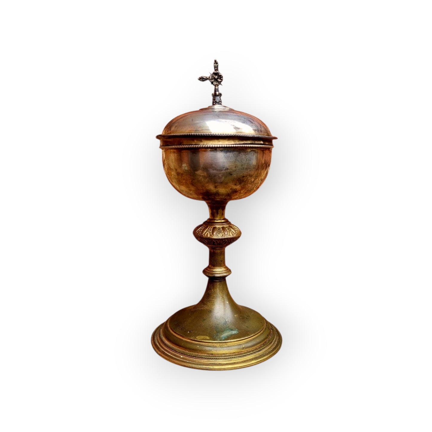 Early 19th-Century Continental Antique Silver & Brass Ciborium
