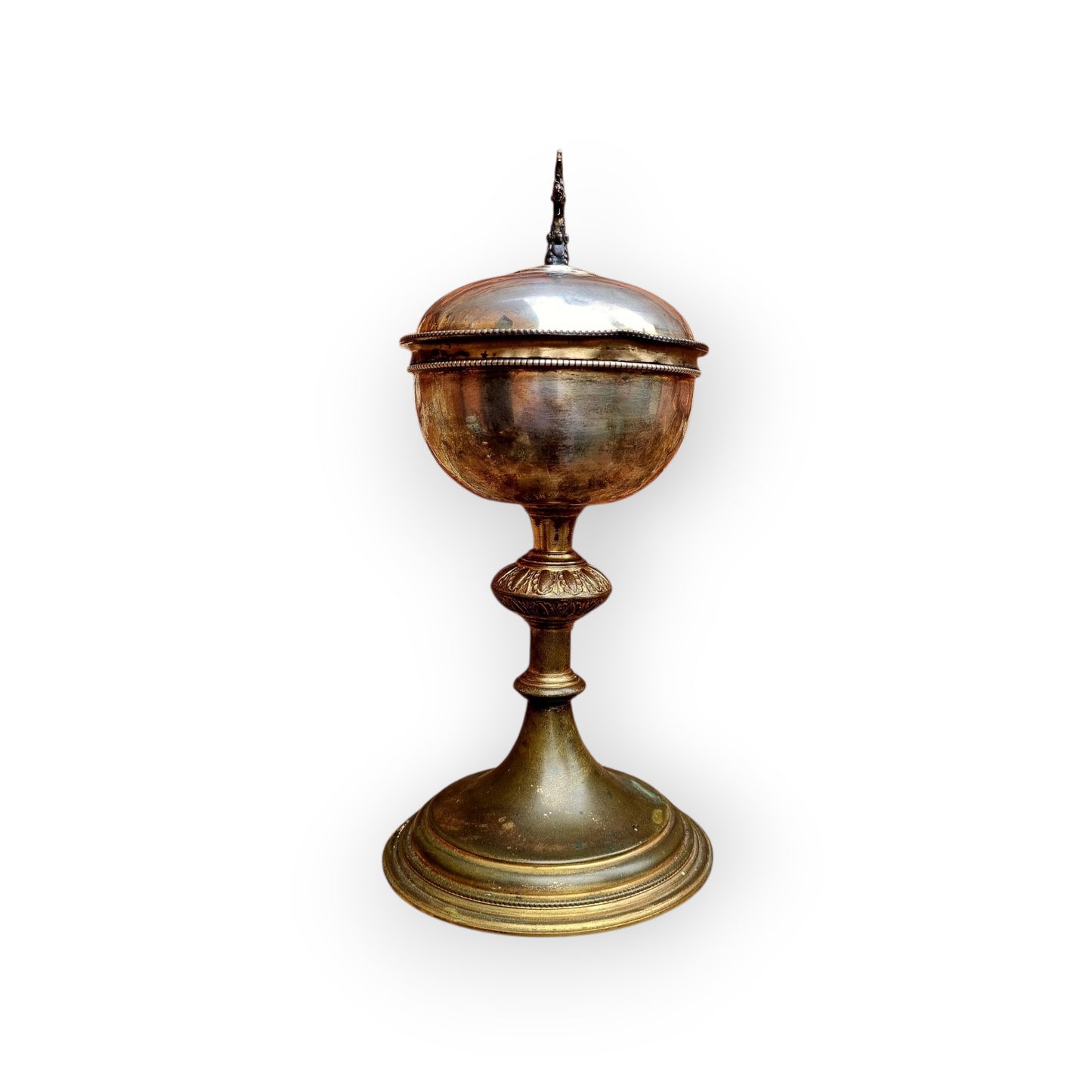 Early 19th-Century Continental Antique Silver & Brass Ciborium