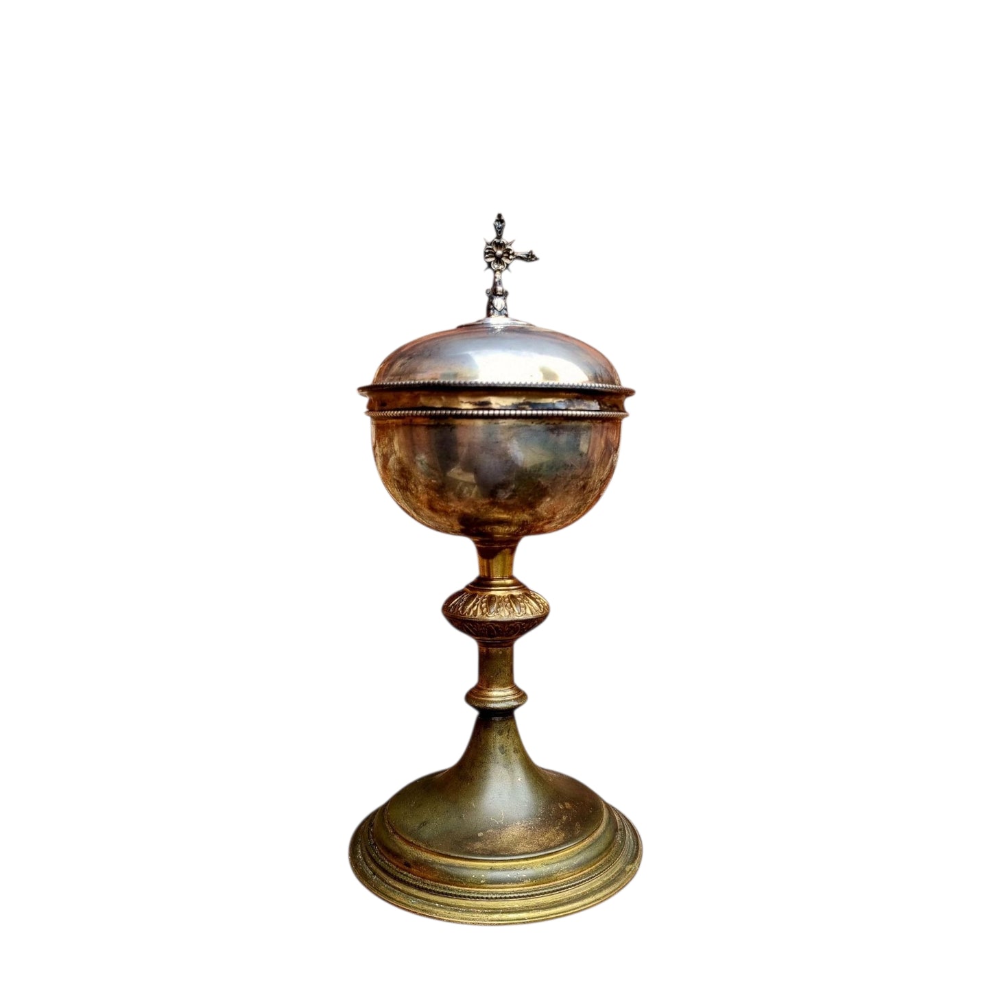 Early 19th-Century Continental Antique Silver & Brass Ciborium