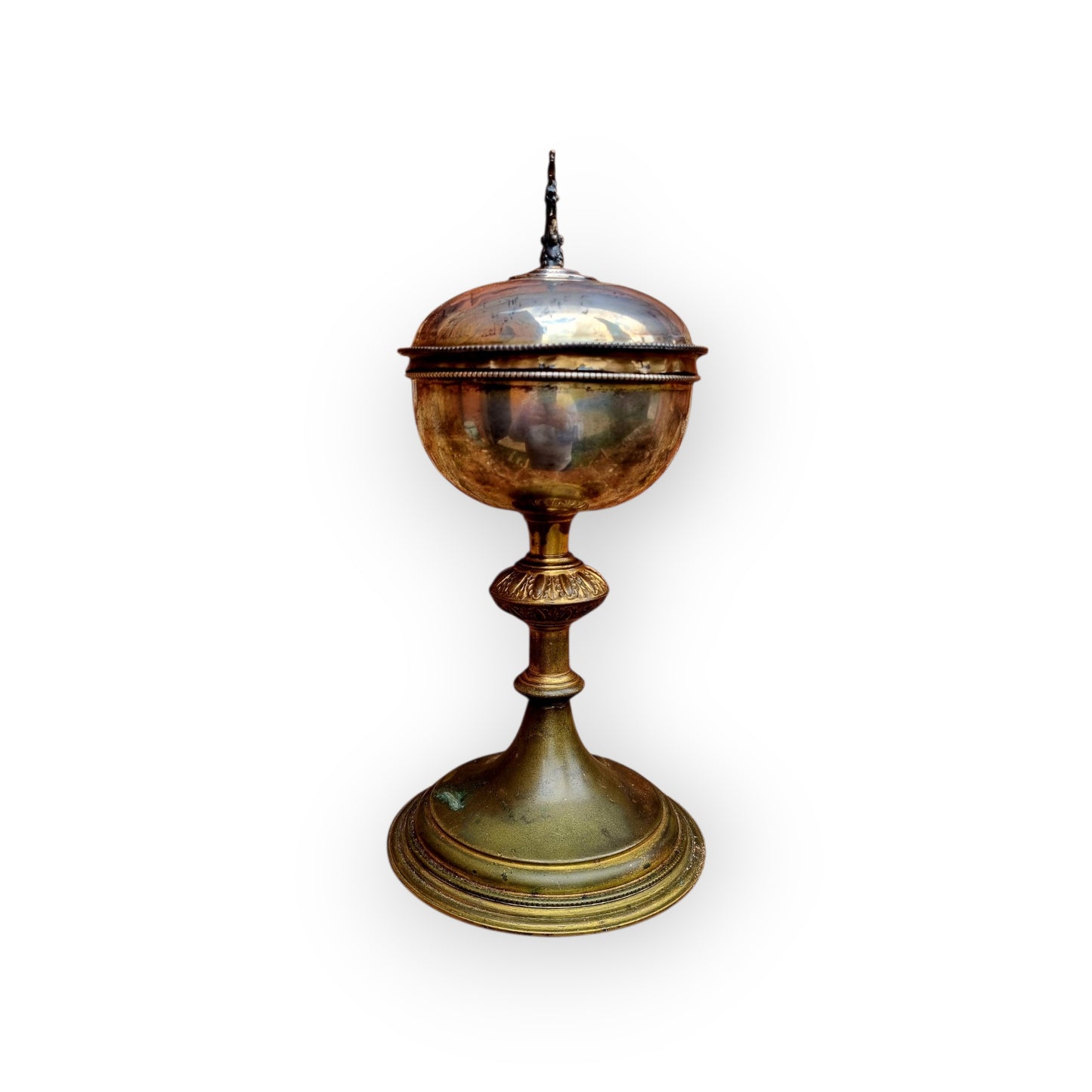 Early 19th-Century Continental Antique Silver & Brass Ciborium