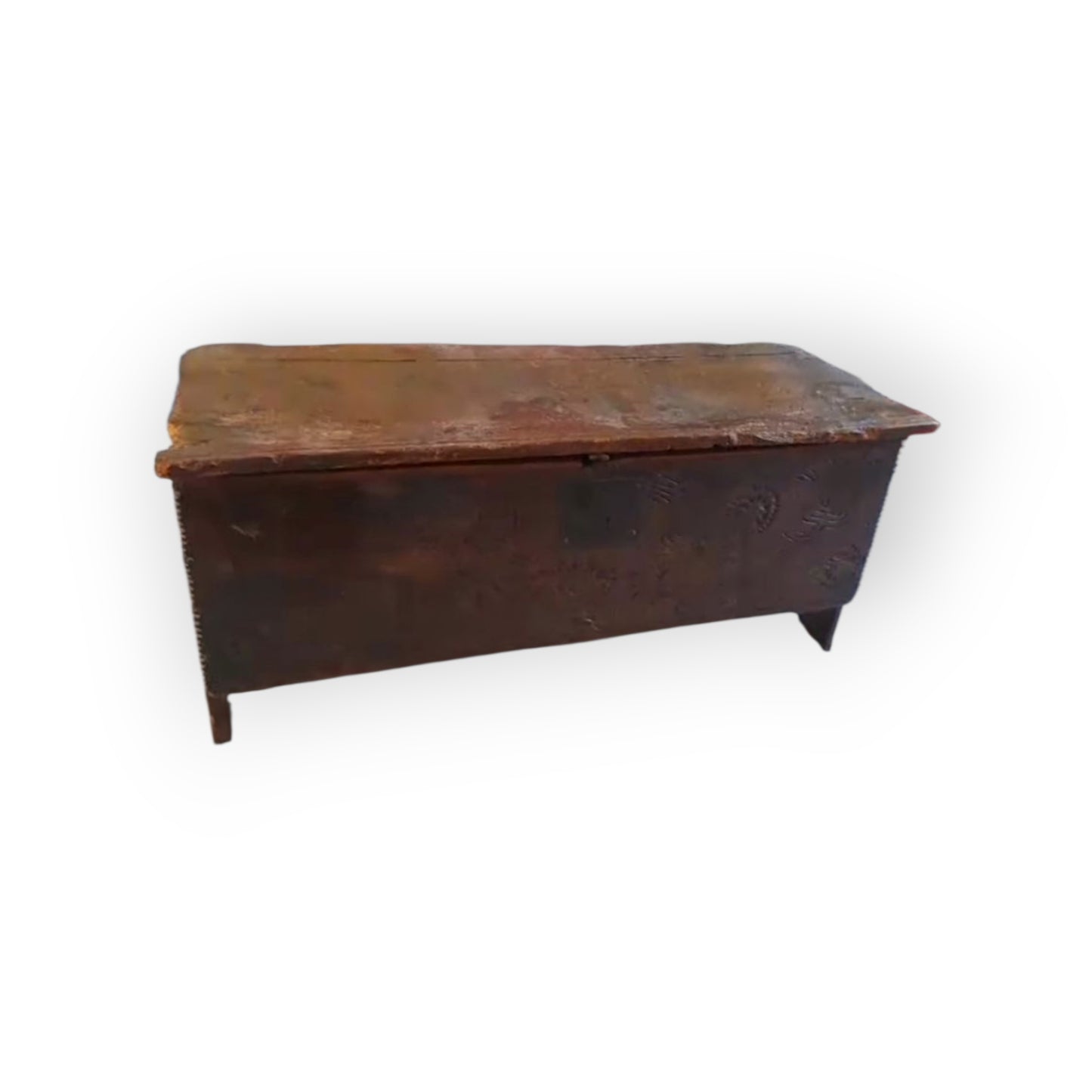 Late 17th-Century English Antique Oak Six-Plank Boarded Chest Dated "1695"