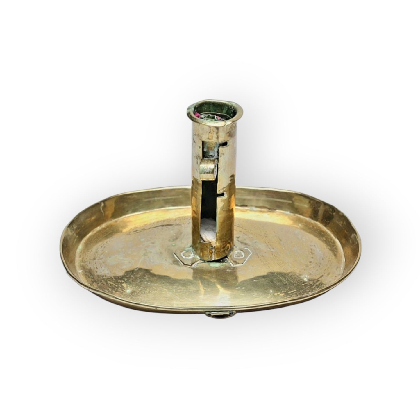 Late 18th-Century Antique Brass Rise-and-Fall Antique Brass Candlestick
