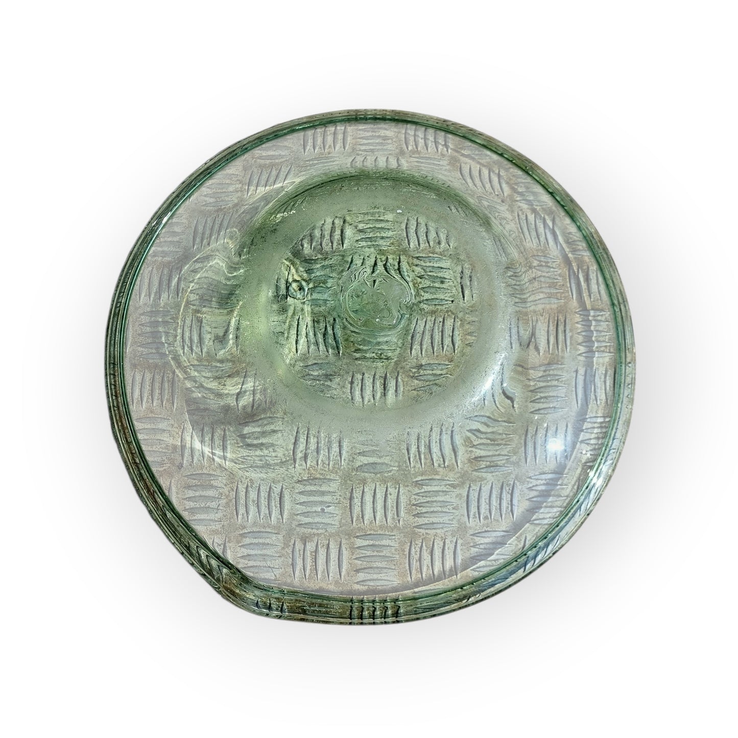 An Exceptionally Rare & Large Mid 18th-Century English Antique Hand-Blown Glass Spouted Dairy Bowl / Cream Bowl - Approx 41 cm In Diameter