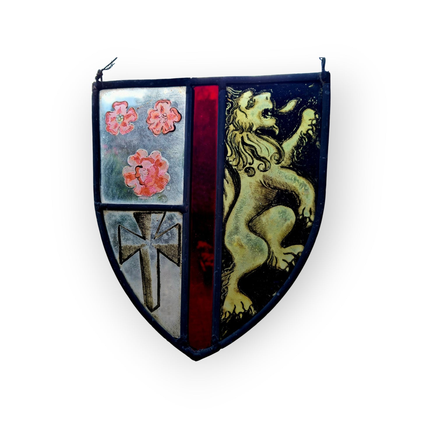 16th-Century Antique Stained Glass Panel In The Form Of An Armorial Shield 2 Of 2