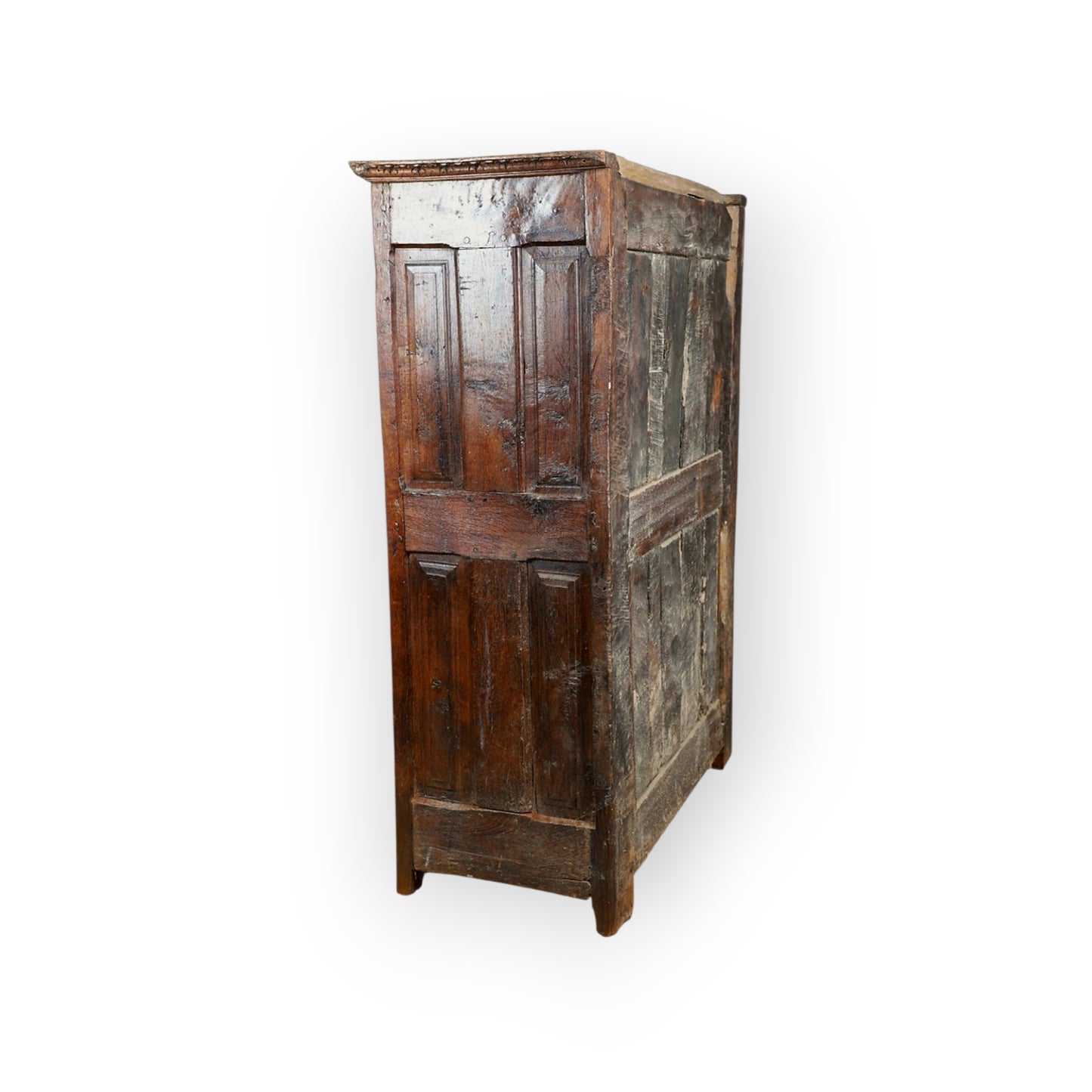 Late 17th Century Antique Oak Press Cupboard / Free Standing Cupboard Of Small Proportions