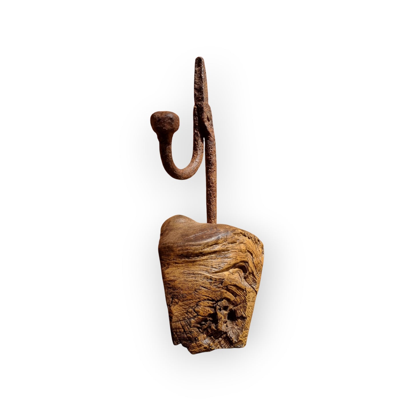 18th Century English Antique Rushlight or Rushnip On A Burrwood Base