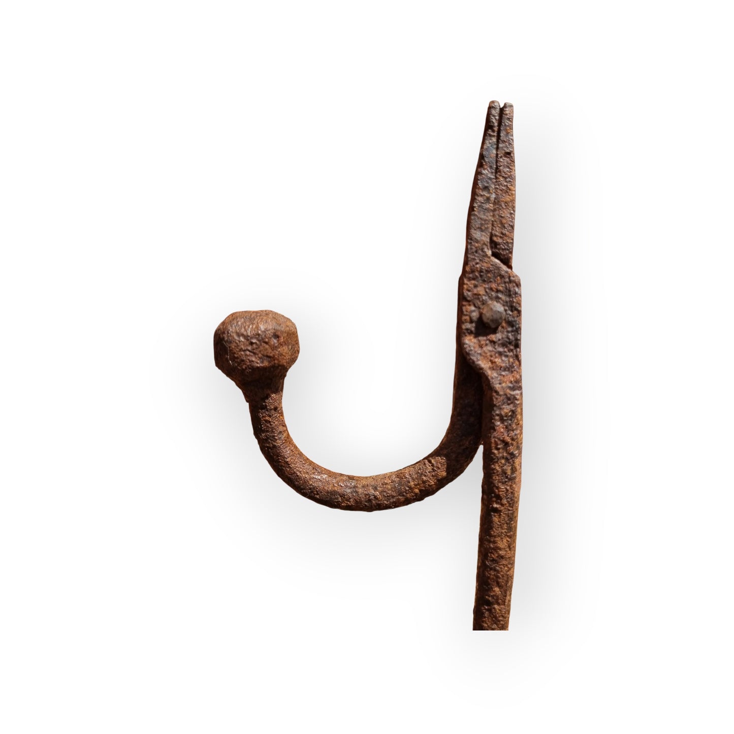 18th Century English Antique Rushlight or Rushnip On A Burrwood Base
