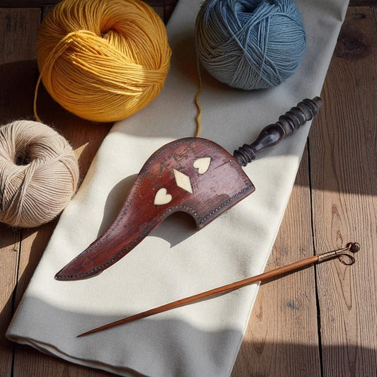 19th Century English Antique Treen "Goose Wing" Knitting Sheath  - Made As a "Love Token"