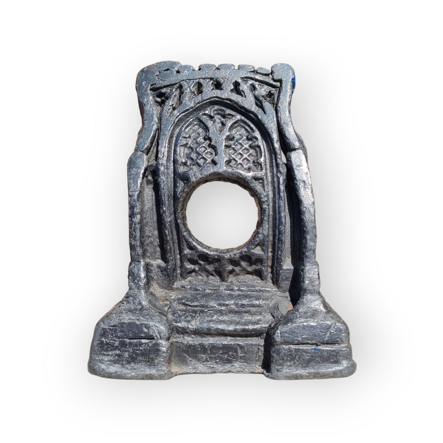 A Primitive Mid-19th-Century English Antique Gothic Revival Pocket Watch Stand Cast From Lead