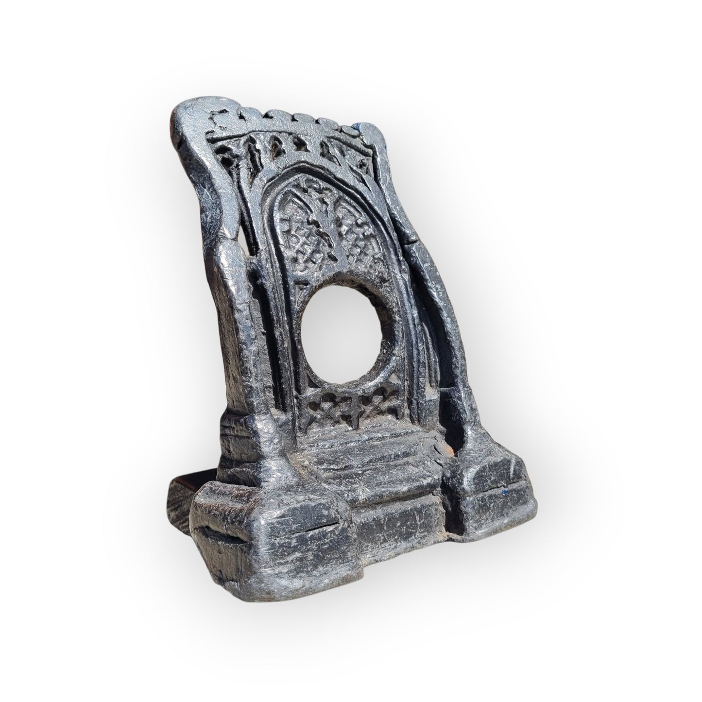 A Primitive Mid-19th-Century English Antique Gothic Revival Pocket Watch Stand Cast From Lead