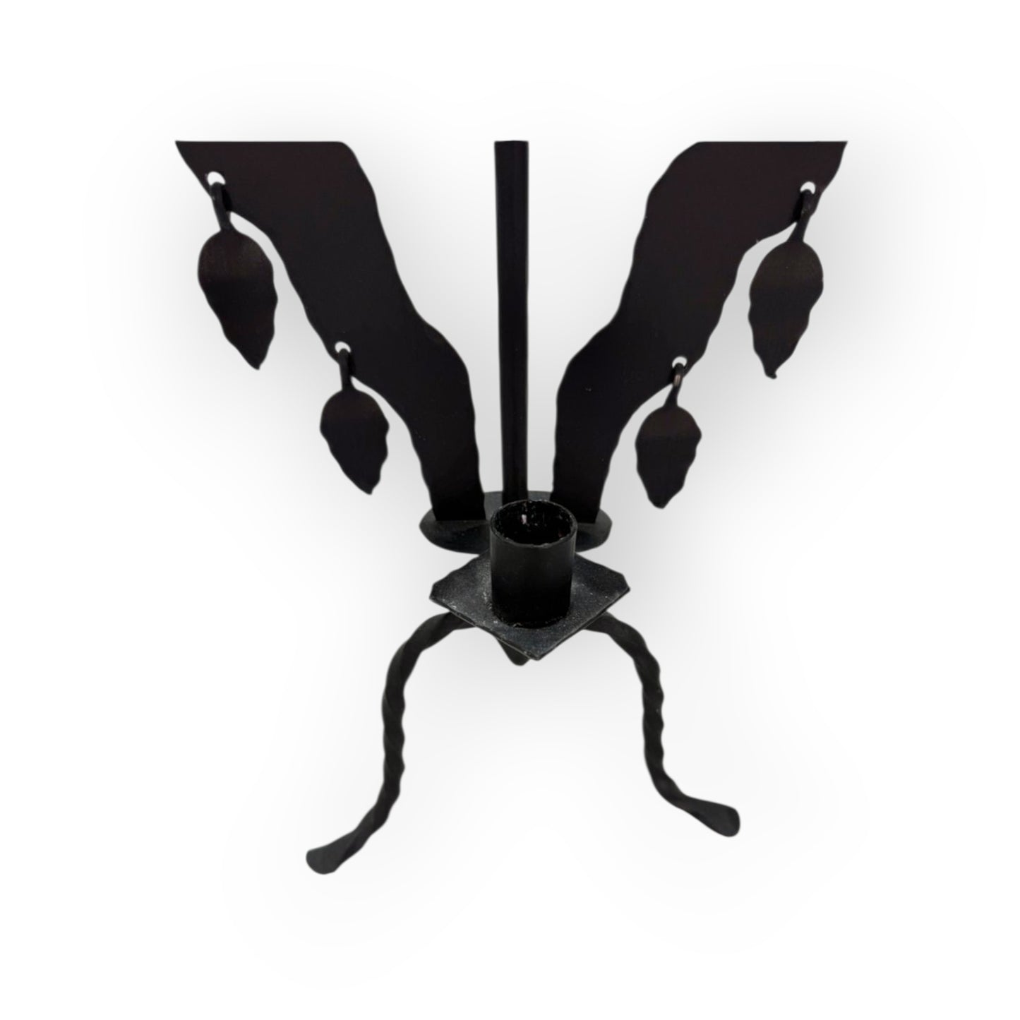 An Unusual Piece Of 19th-Century Antique Folk-Art - A Large Three-Branch Antique Iron Candelabrum