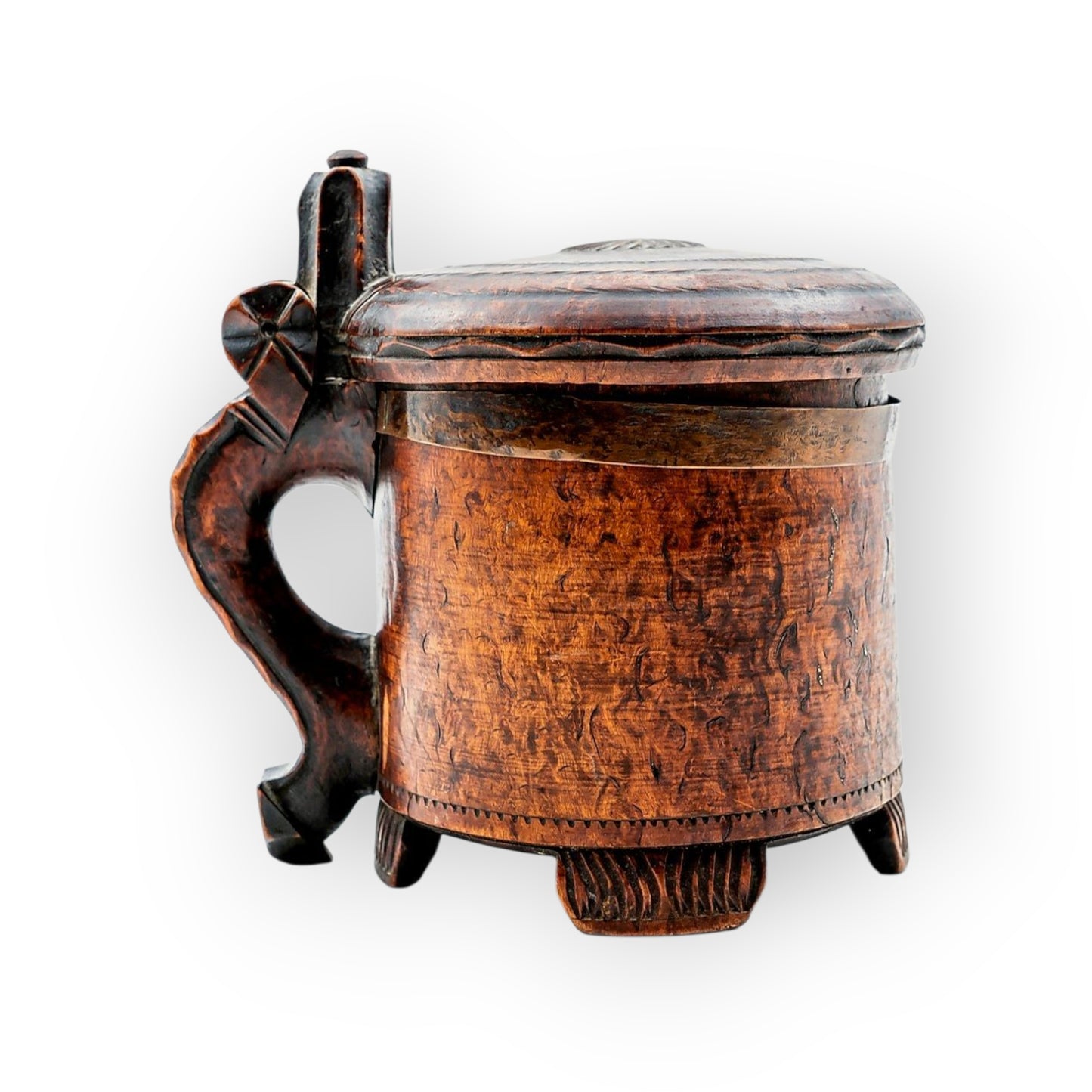 Large Mid-18th-Century Norwegian Antique Treen / Birchwood Peg Tankard