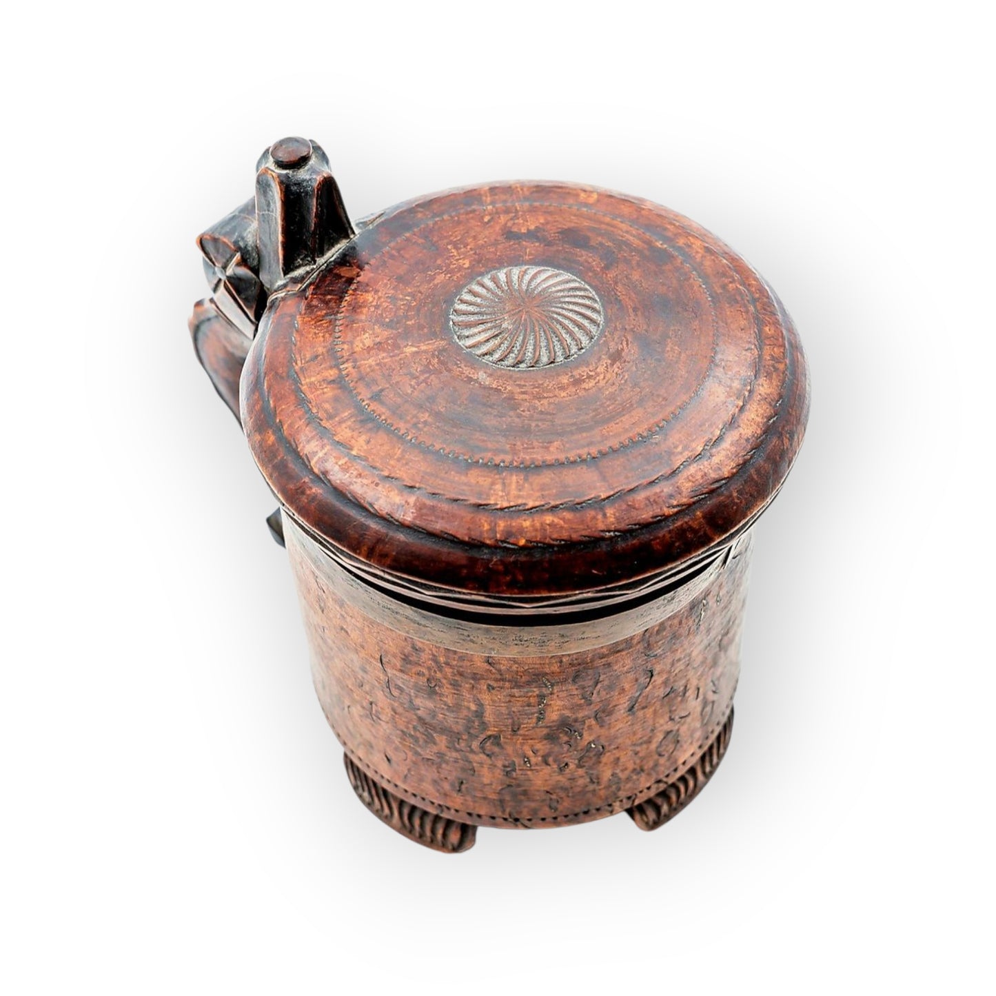 Large Mid-18th-Century Norwegian Antique Treen / Birchwood Peg Tankard