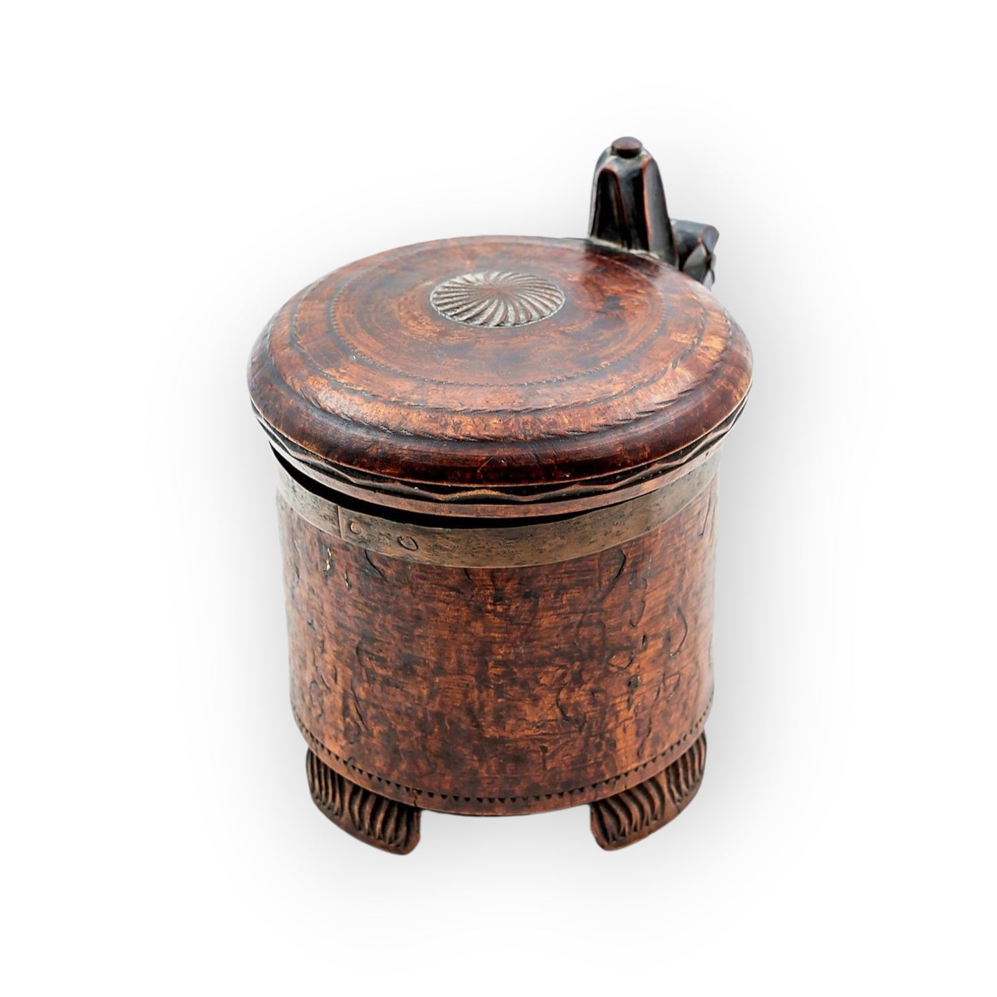Large Mid-18th-Century Norwegian Antique Treen / Birchwood Peg Tankard