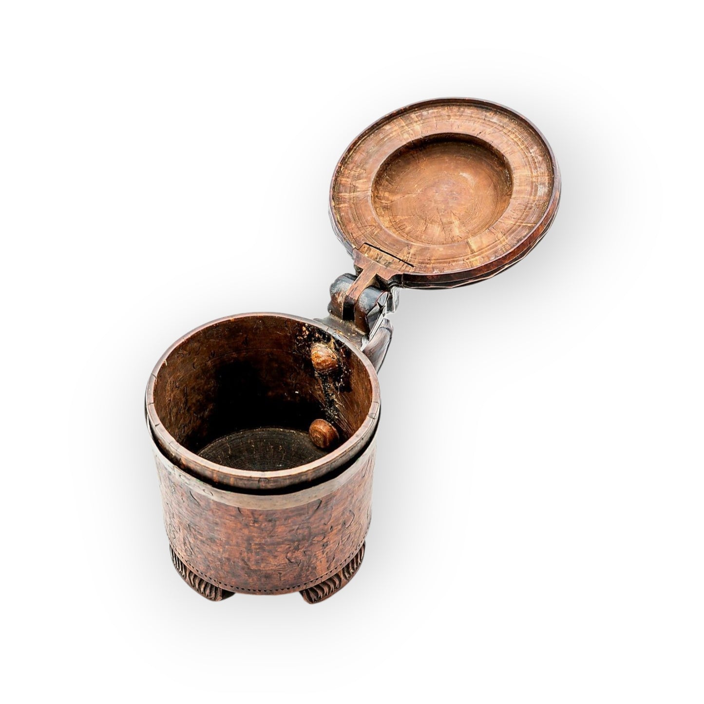 Large Mid-18th-Century Norwegian Antique Treen / Birchwood Peg Tankard