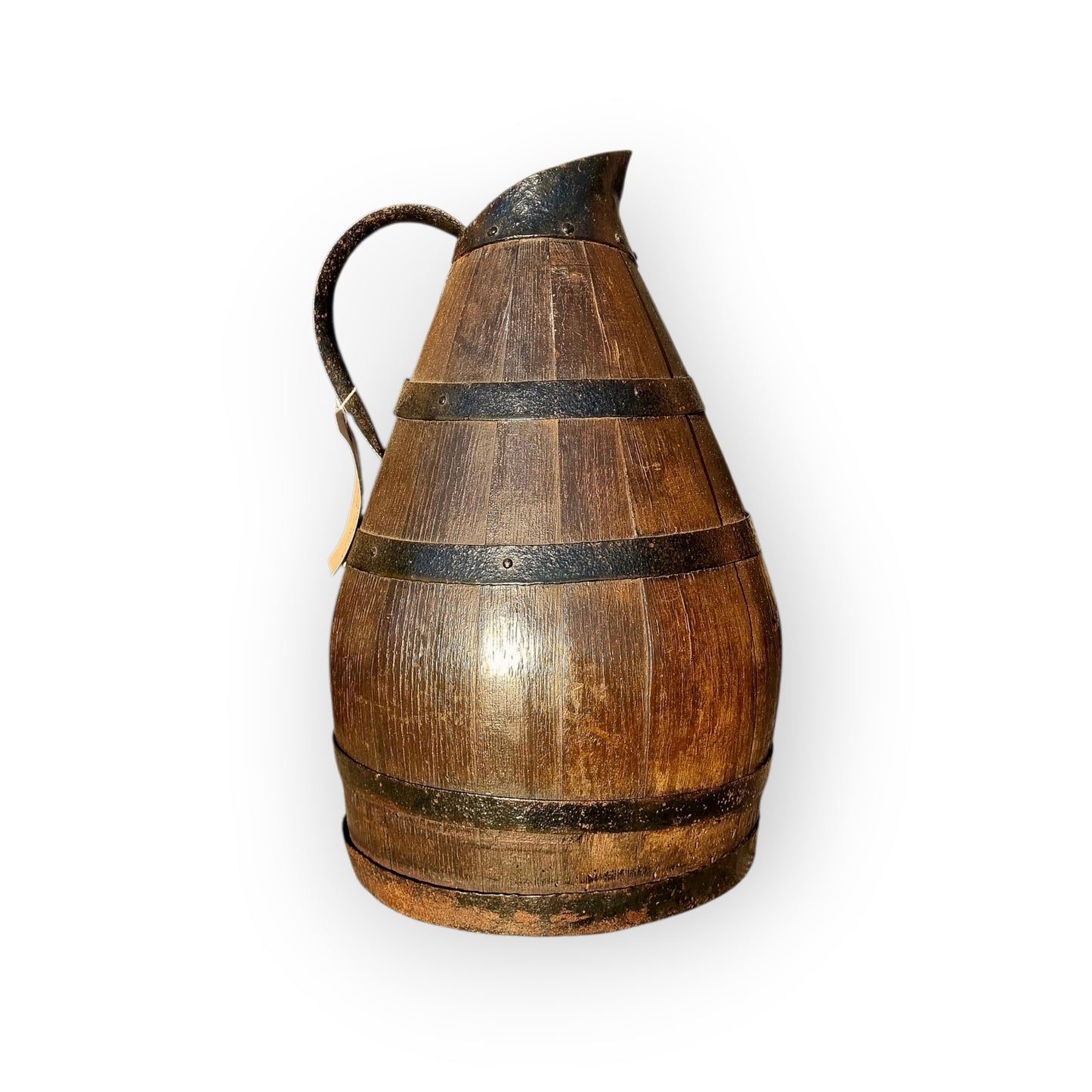 Large, Rustic, Late 18th-Century Antique Coopered Oak Jug Standing 18 1/2"(47 cm) Tall - 2 Of 2