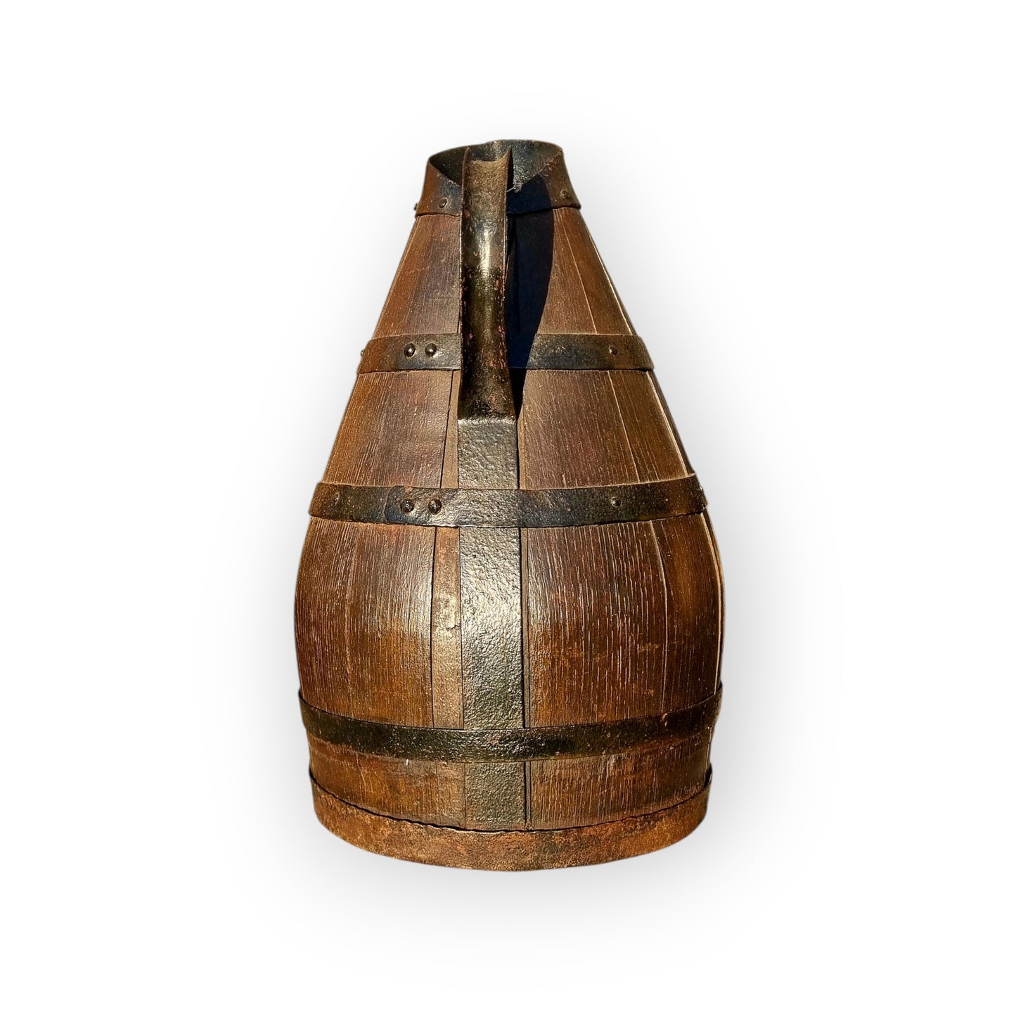 Large, Rustic, Late 18th-Century Antique Coopered Oak Jug Standing 18 1/2"(47 cm) Tall - 2 Of 2