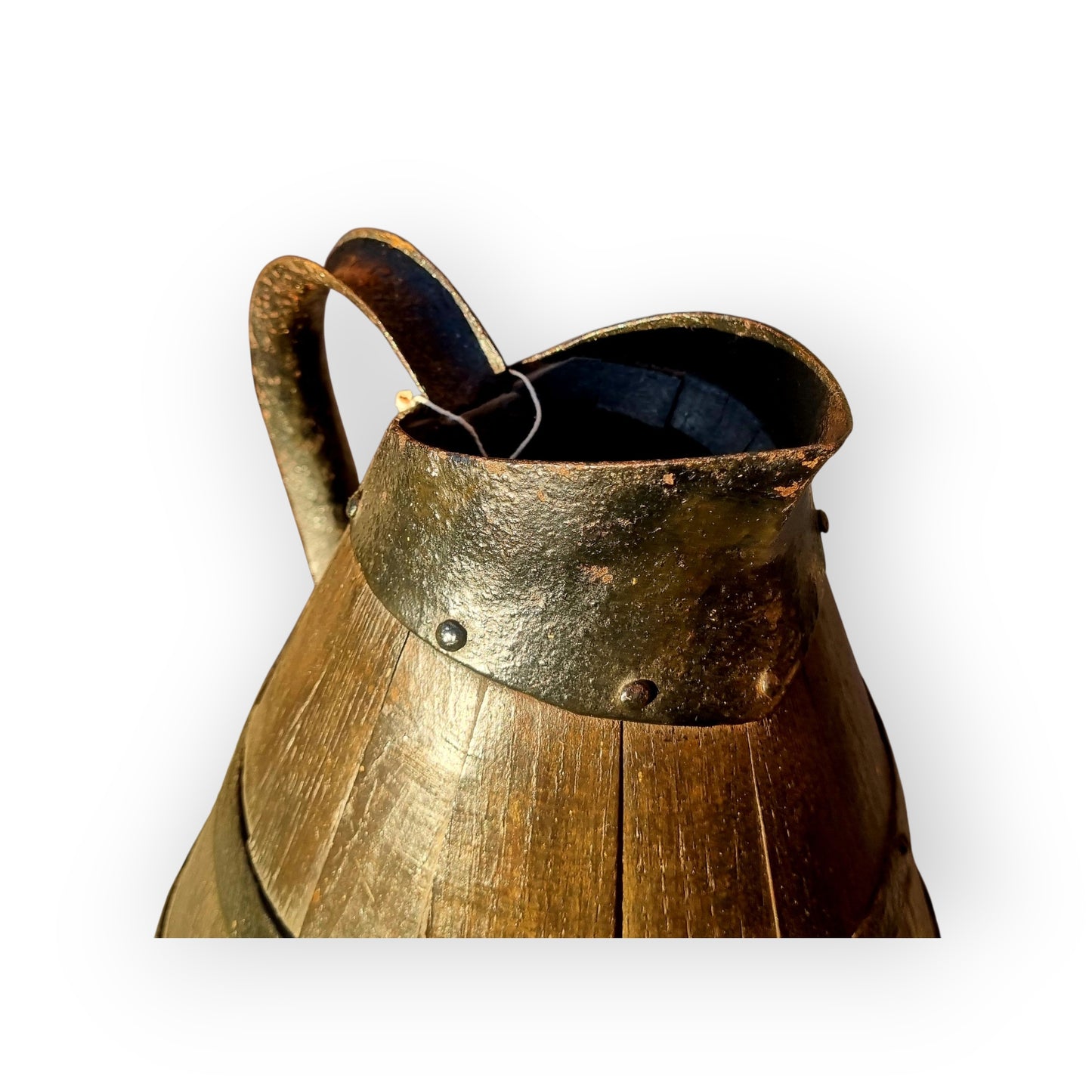 Large, Rustic, Late 18th-Century Antique Coopered Oak Jug Standing 18 1/2"(47 cm) Tall - 2 Of 2