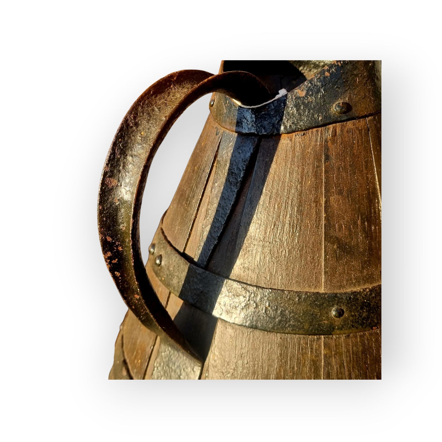 Large, Rustic, Late 18th-Century Antique Coopered Oak Jug Standing 18 1/2"(47 cm) Tall - 2 Of 2