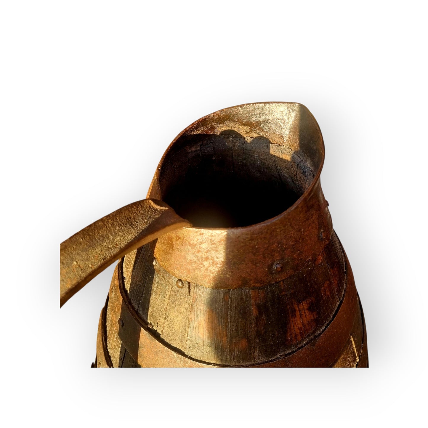 Large, Rustic, Late 18th-Century Antique Coopered Oak Jug Standing 18 1/2"(47 cm) Tall - 1 Of 2