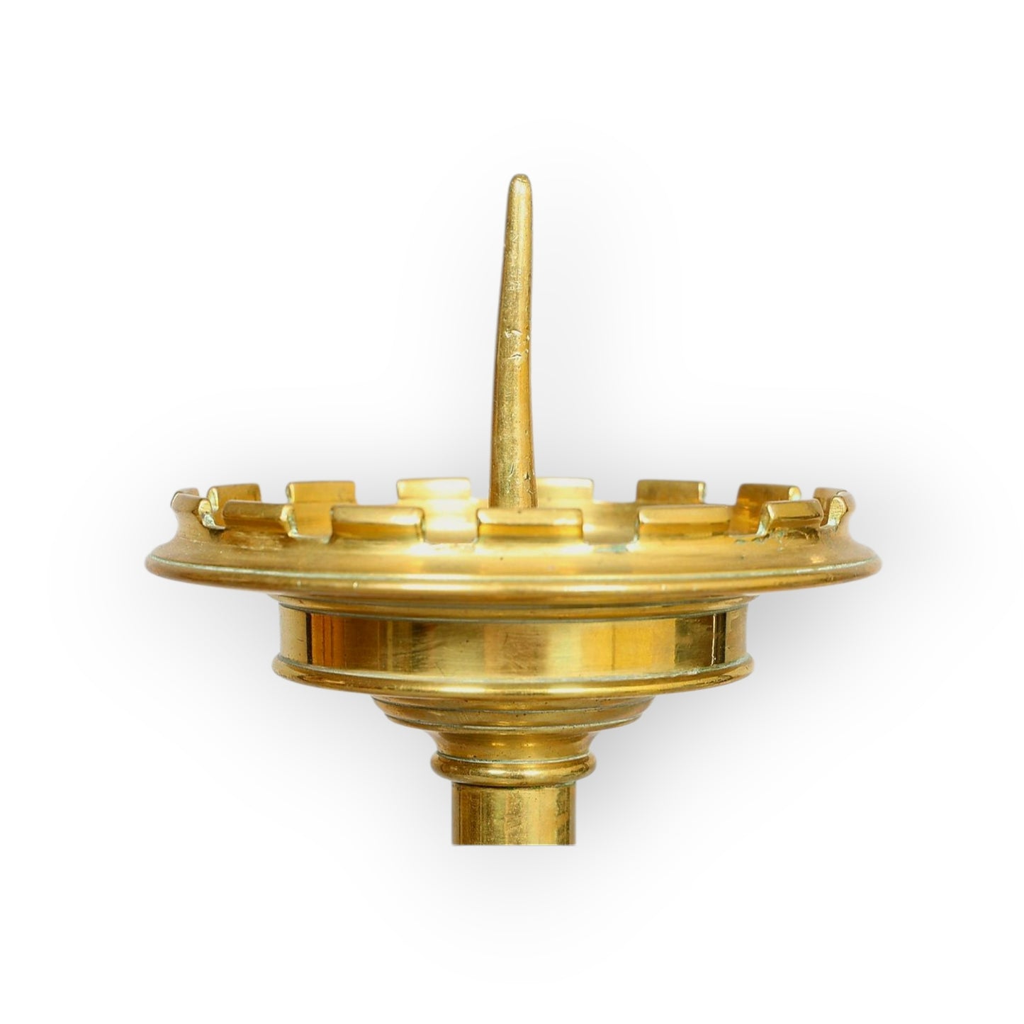 Large Mid-to-Late 19th-Century English Antique Brass Gothic Revival Pricket Candlestick