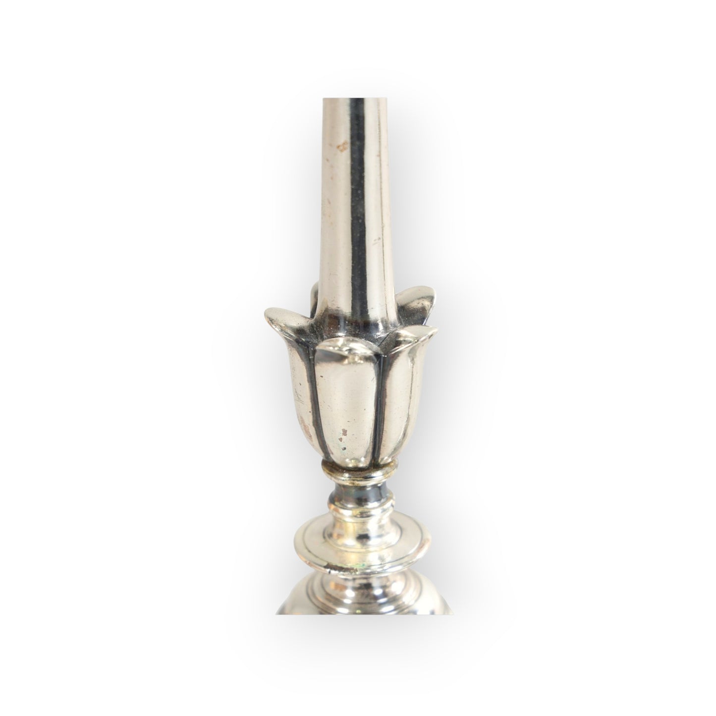 A Fine Pair Of Large 18th-Century French Antique Silver-Plated Pricket Candlesticks